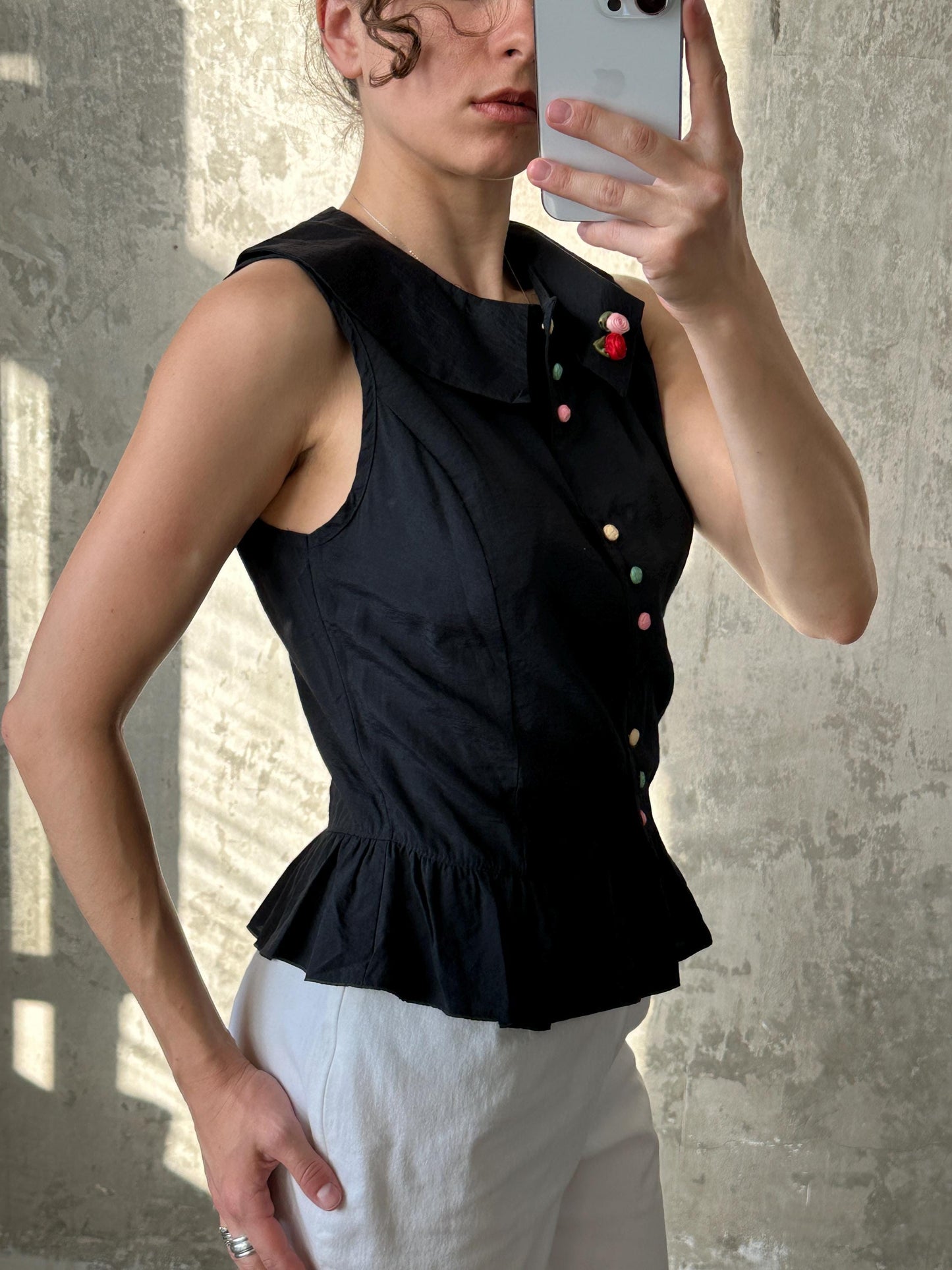 Vintage y2k summer vest top in black