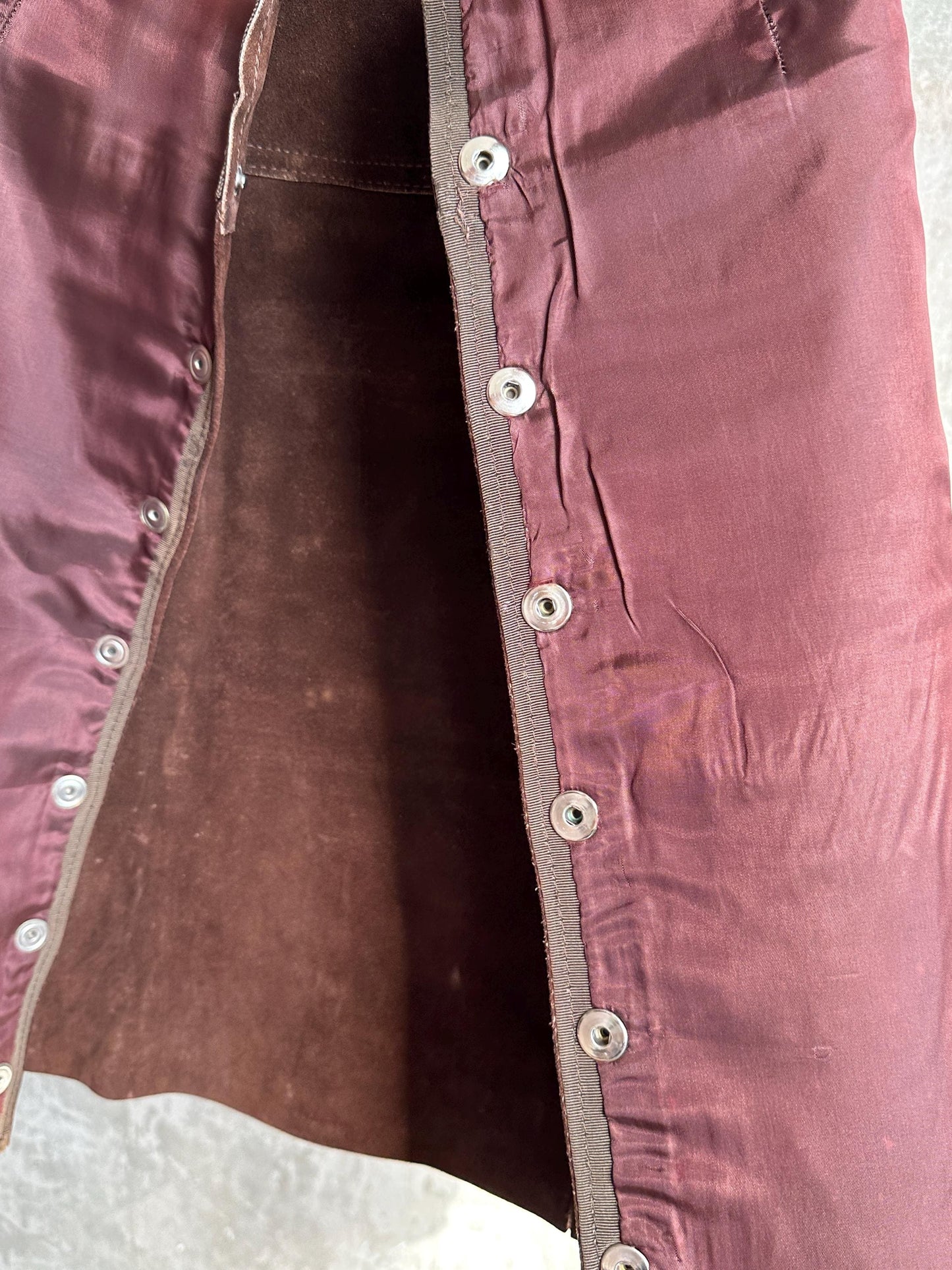 Vintage 70s Brown Suede Snap Button Mini Skirt