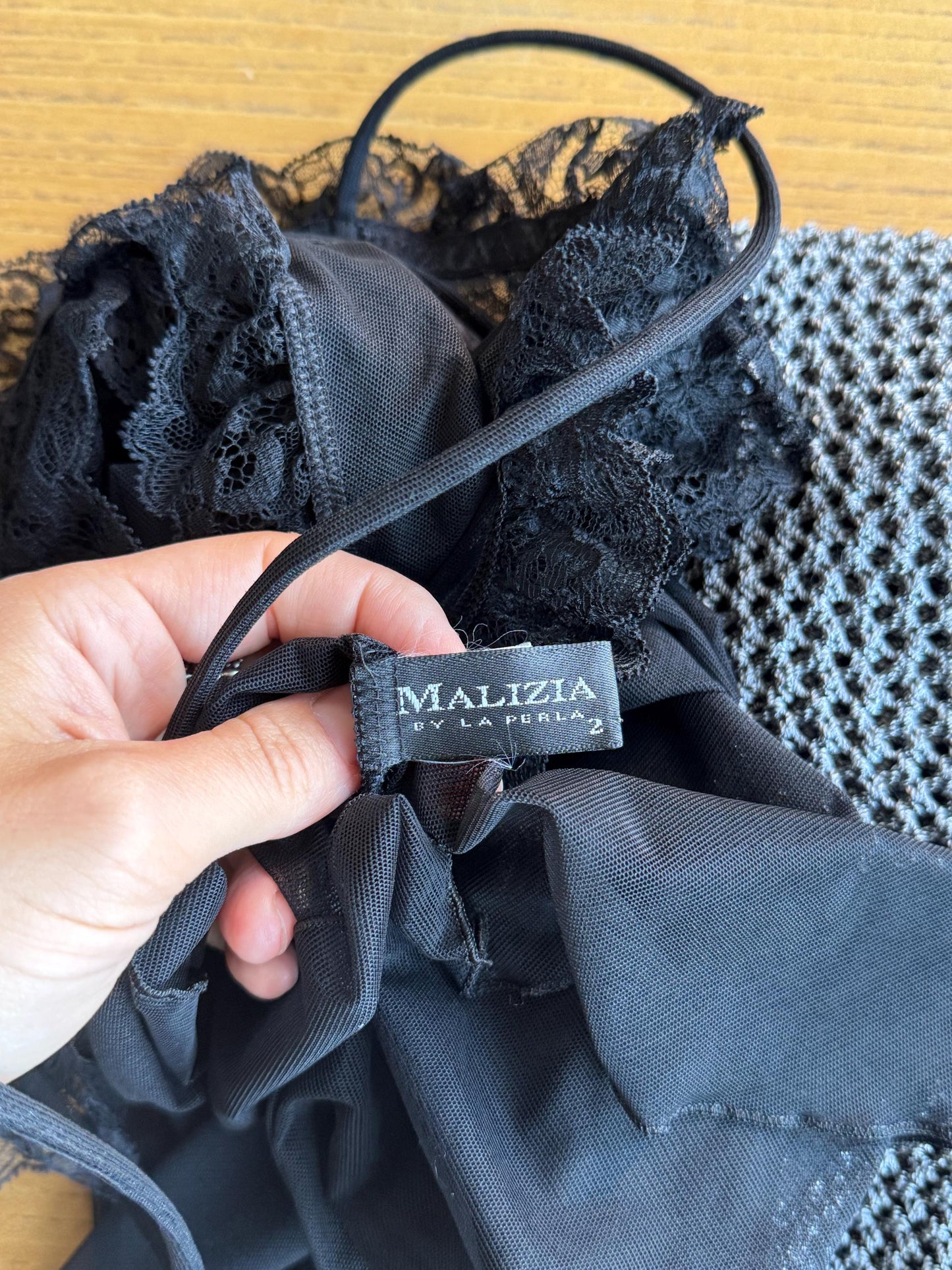 Vintage La Perla Black Sheer Lace Camisole