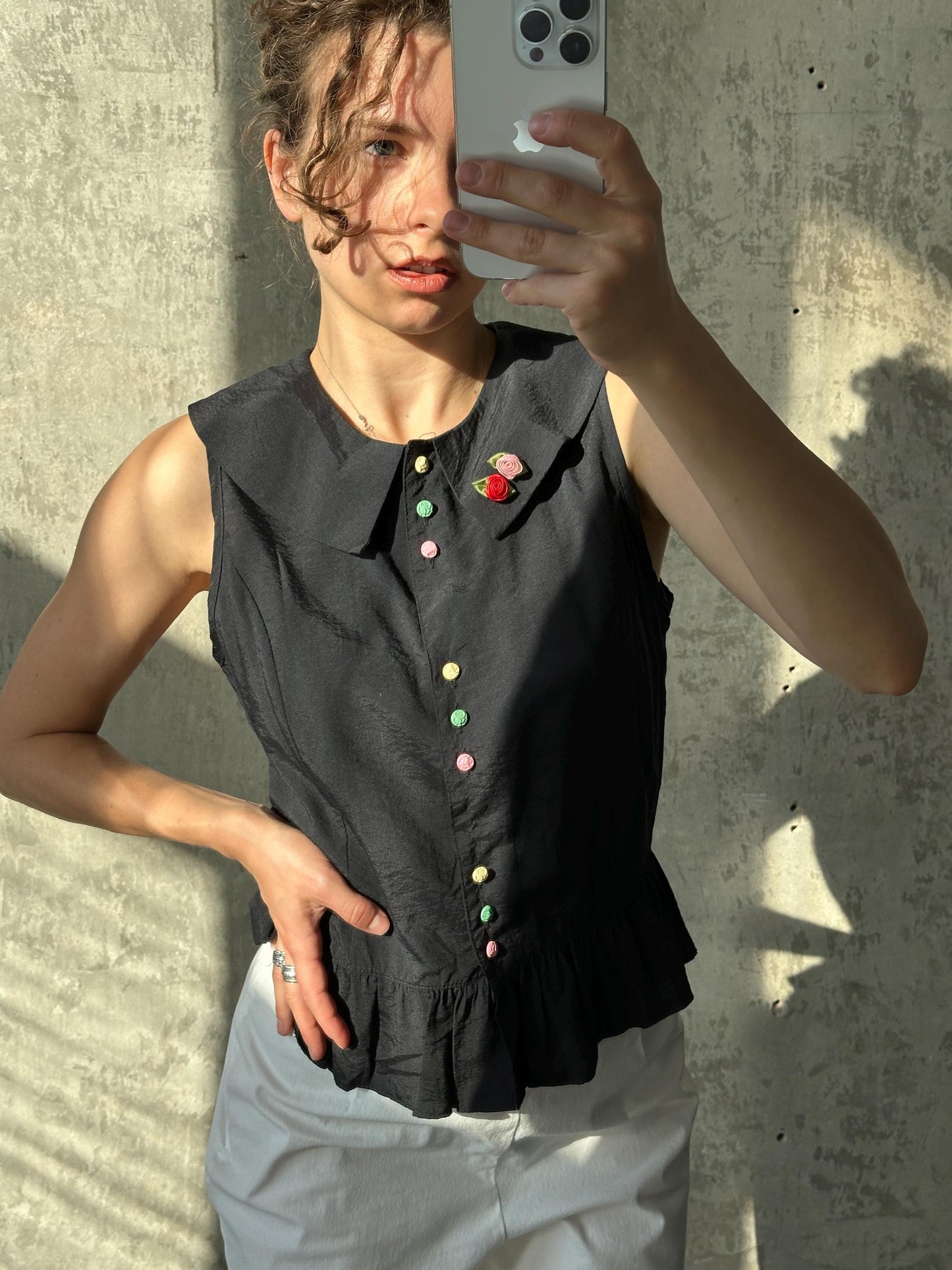 Vintage y2k summer vest top in black
