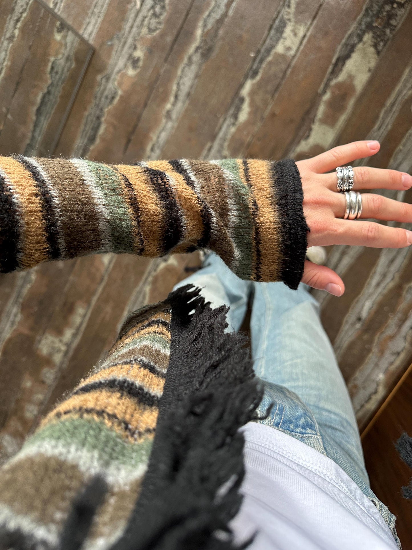 Vintage striped mohair cardigan in brown