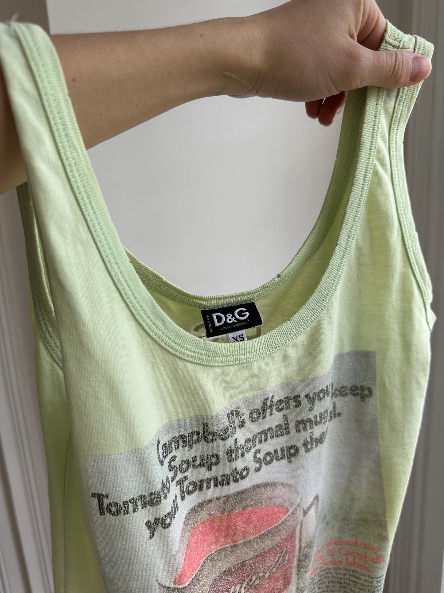 Vintage D&G Campbell’s Soup Graphic Green Tank Top