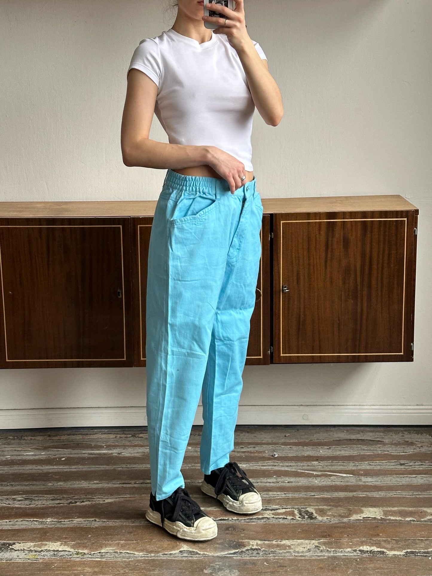 Vintage y2k high rise baby blue jeans, cotton jeans