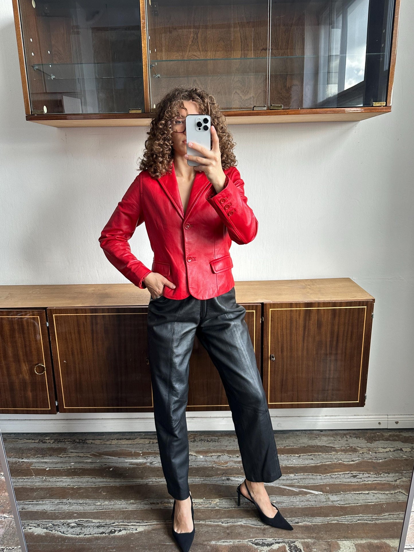Vintage 90s soft leather jacket in red