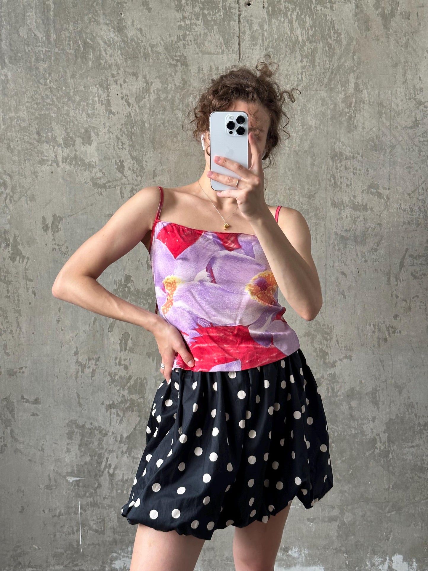 Vintage 2000s Roberto Cavalli silk floral motif tank top