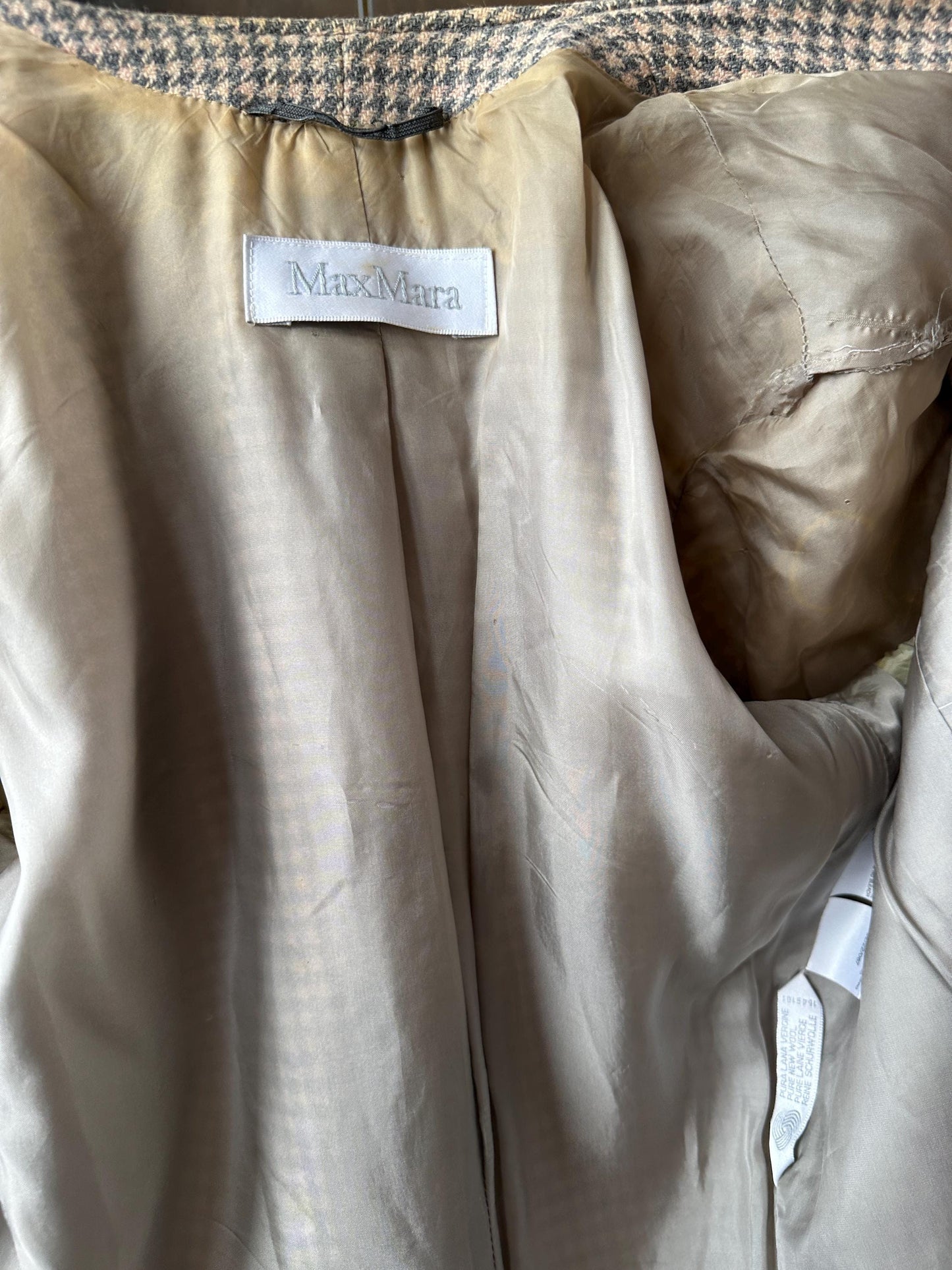 Vintage 90s Max Mara checked wool blazer in beige