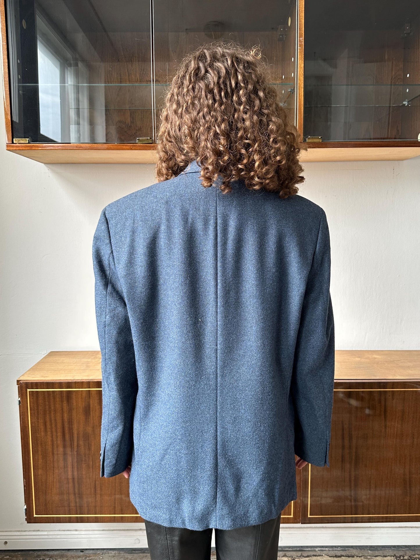Vintage 90s oversized classic wool blazer in blue