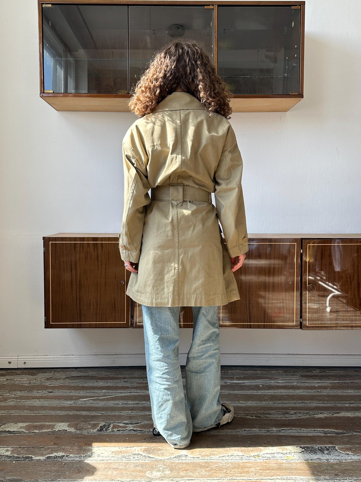 Archive 80s Issey Miyake Plantation trench coat in green, khaki