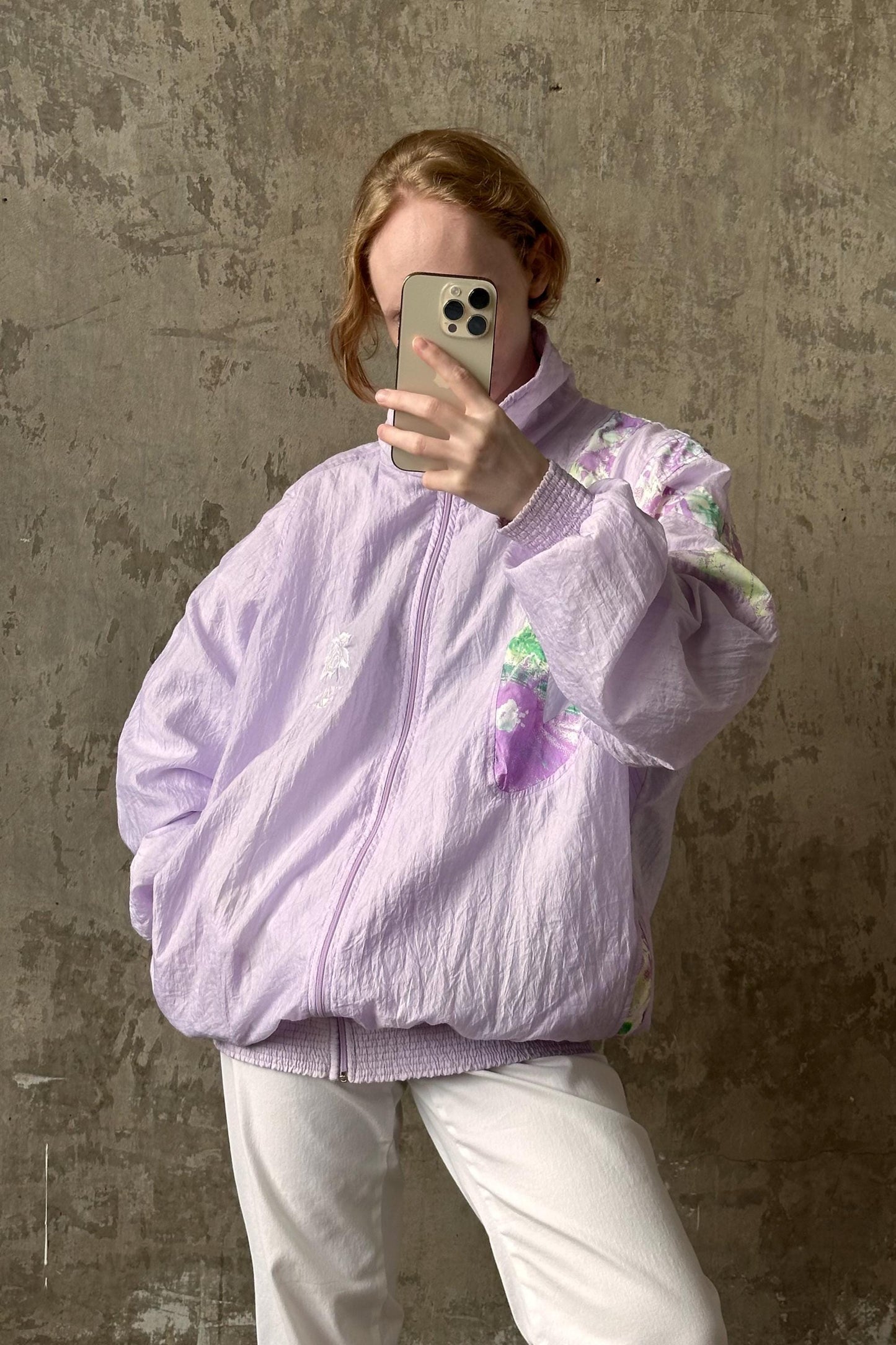 Vintage cute athletic oversized jacket in light purple
