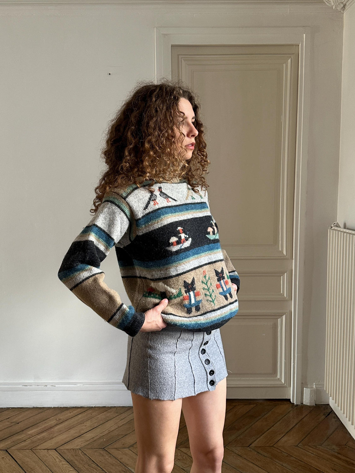 Vintage Pure Shetland Wool Sweater in Beige