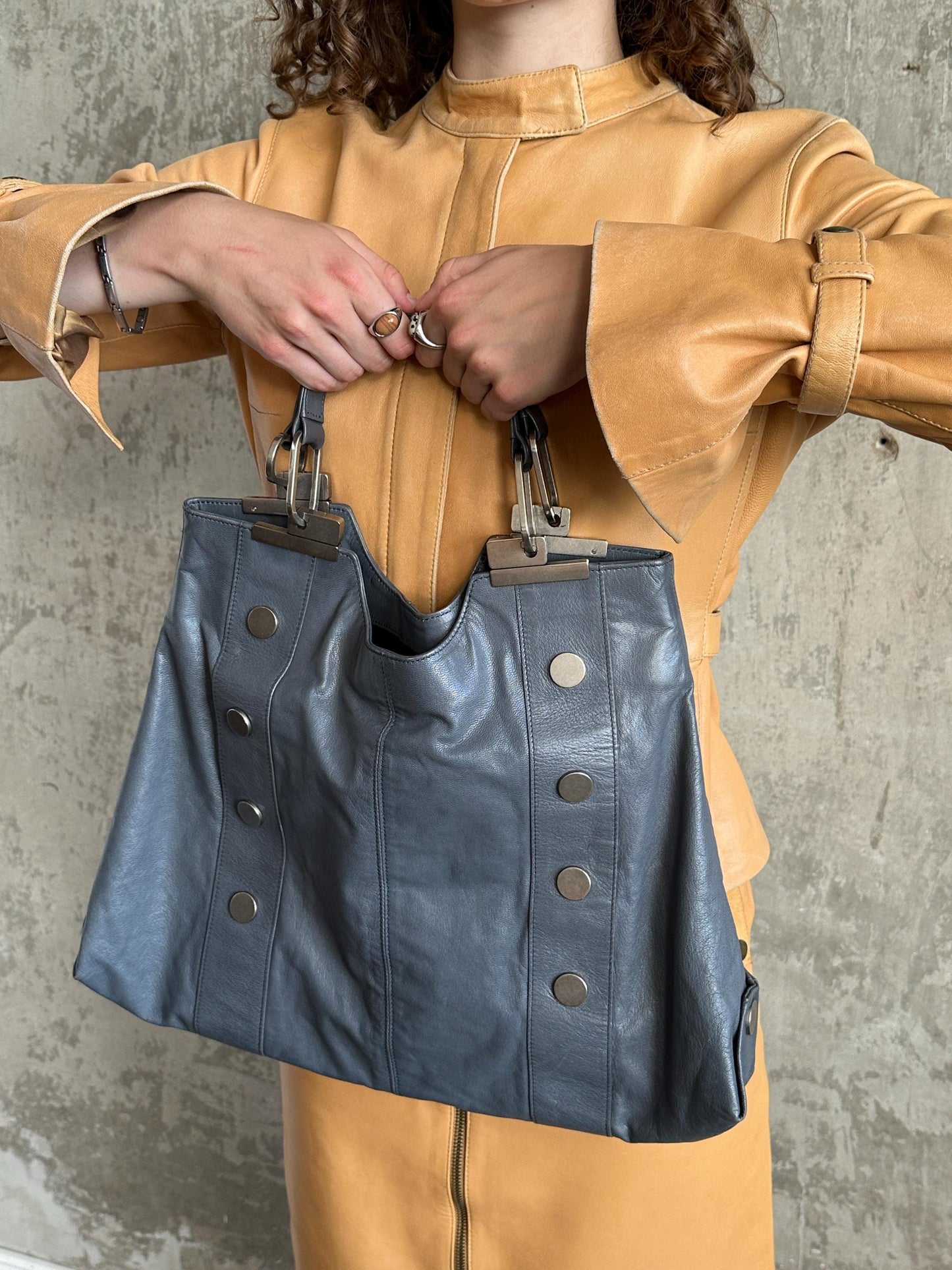 Vintage Balenciaga Grey Leather Tote Bag