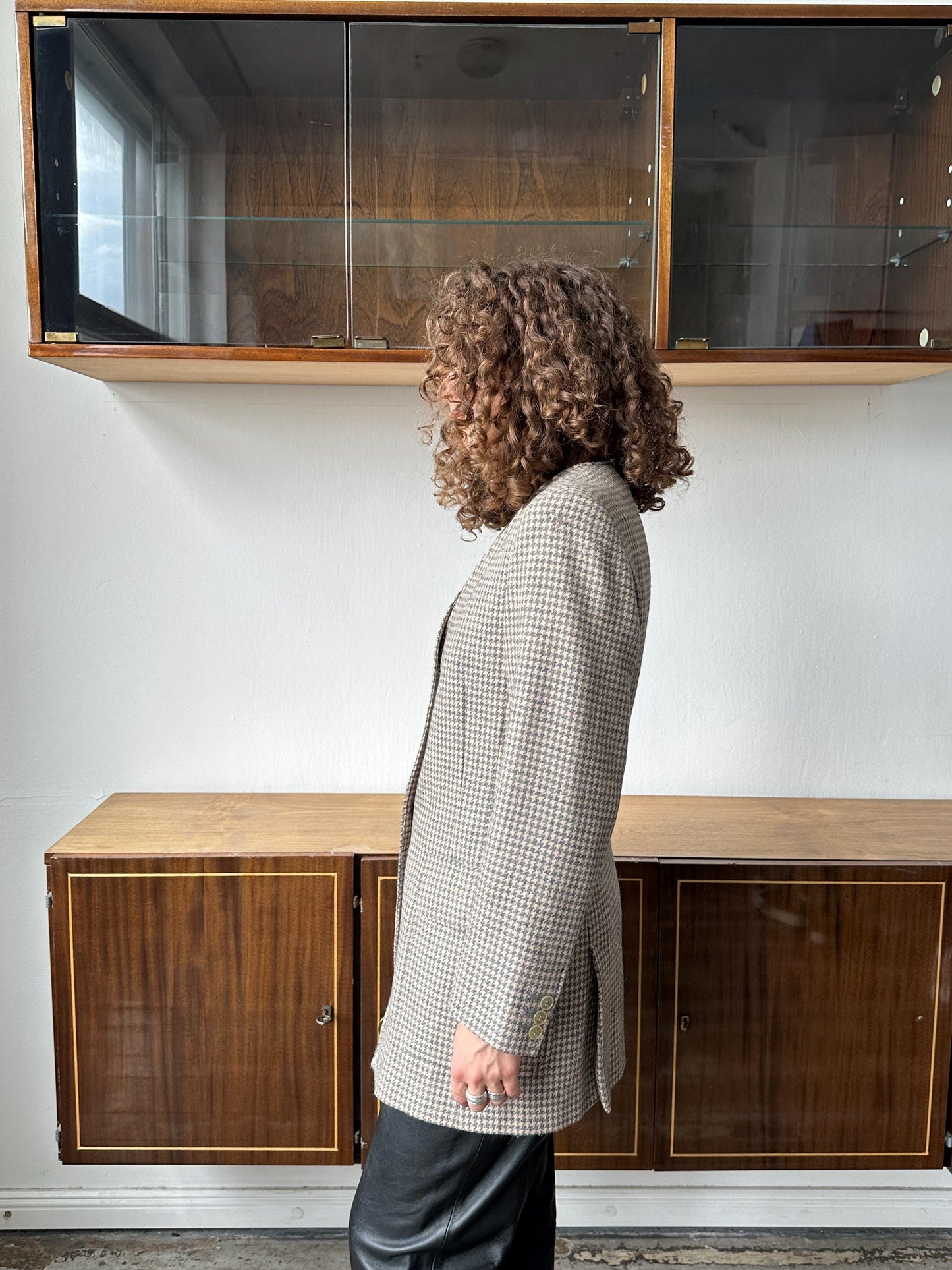 Vintage 90s Max Mara checked wool blazer in beige
