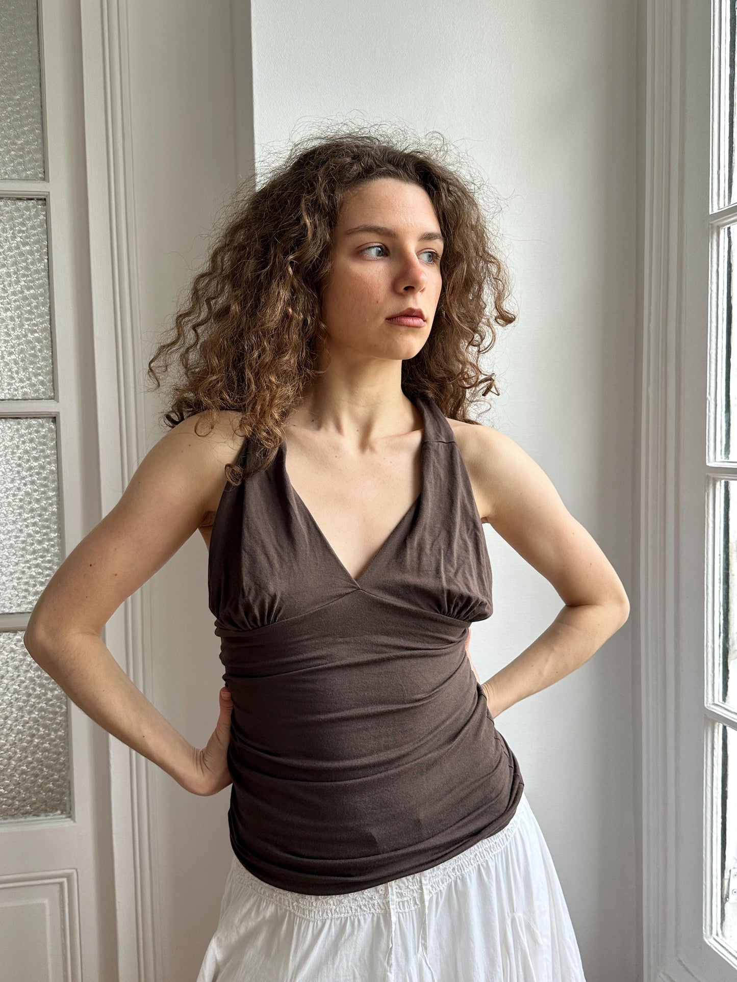 Vintage Y2K Sisley Brown Halterneck Top