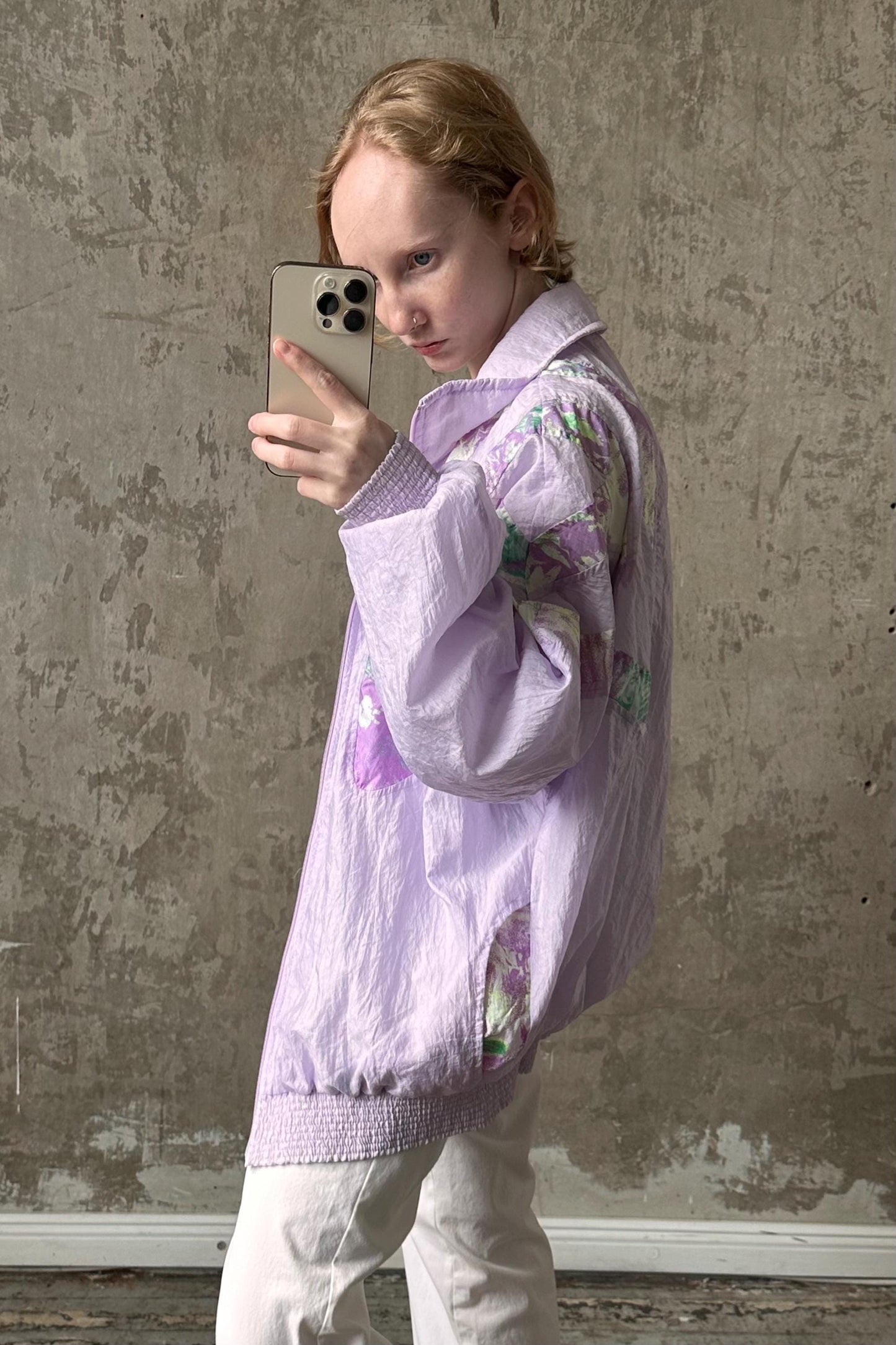 Vintage cute athletic oversized jacket in light purple