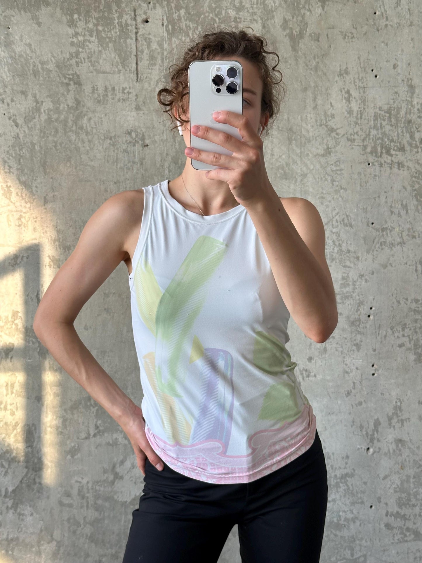 Vintage DIESEL pastel abstract print tank top in white