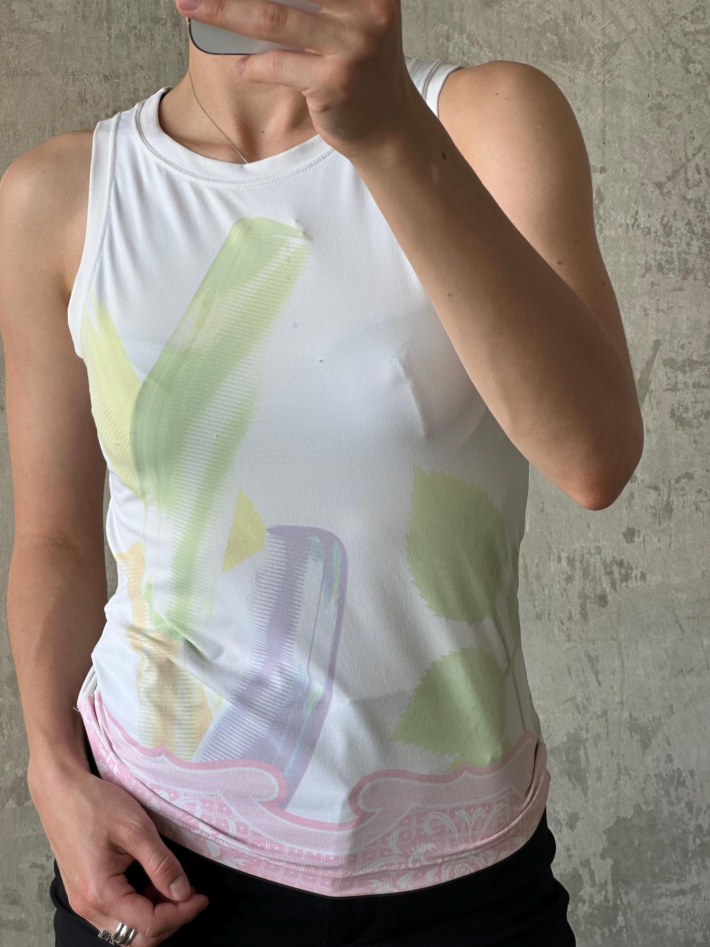 Vintage DIESEL pastel abstract print tank top in white