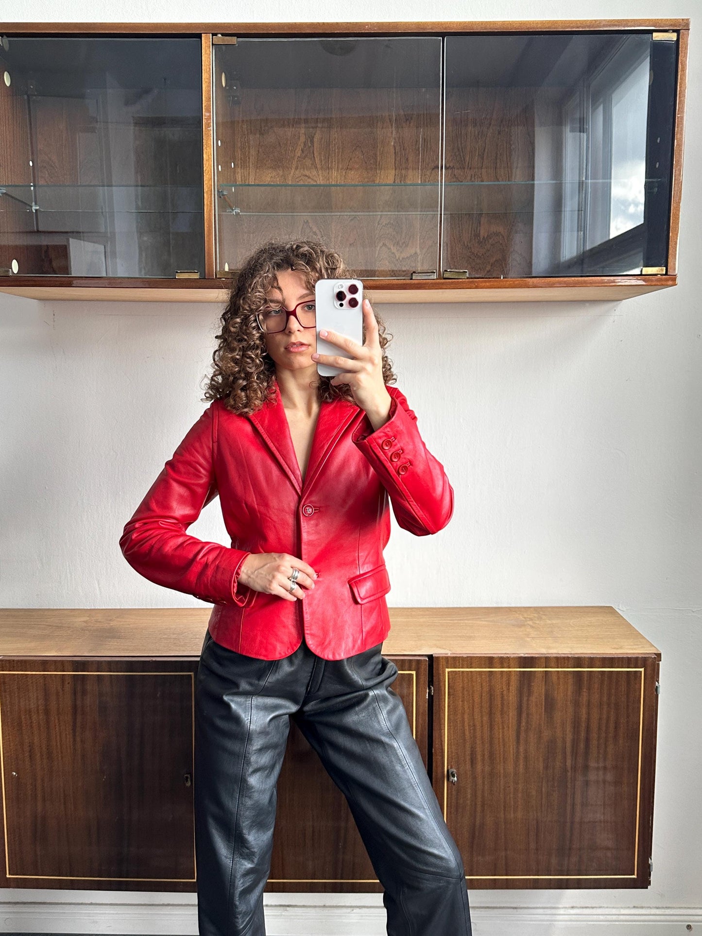 Vintage 90s soft leather jacket in red