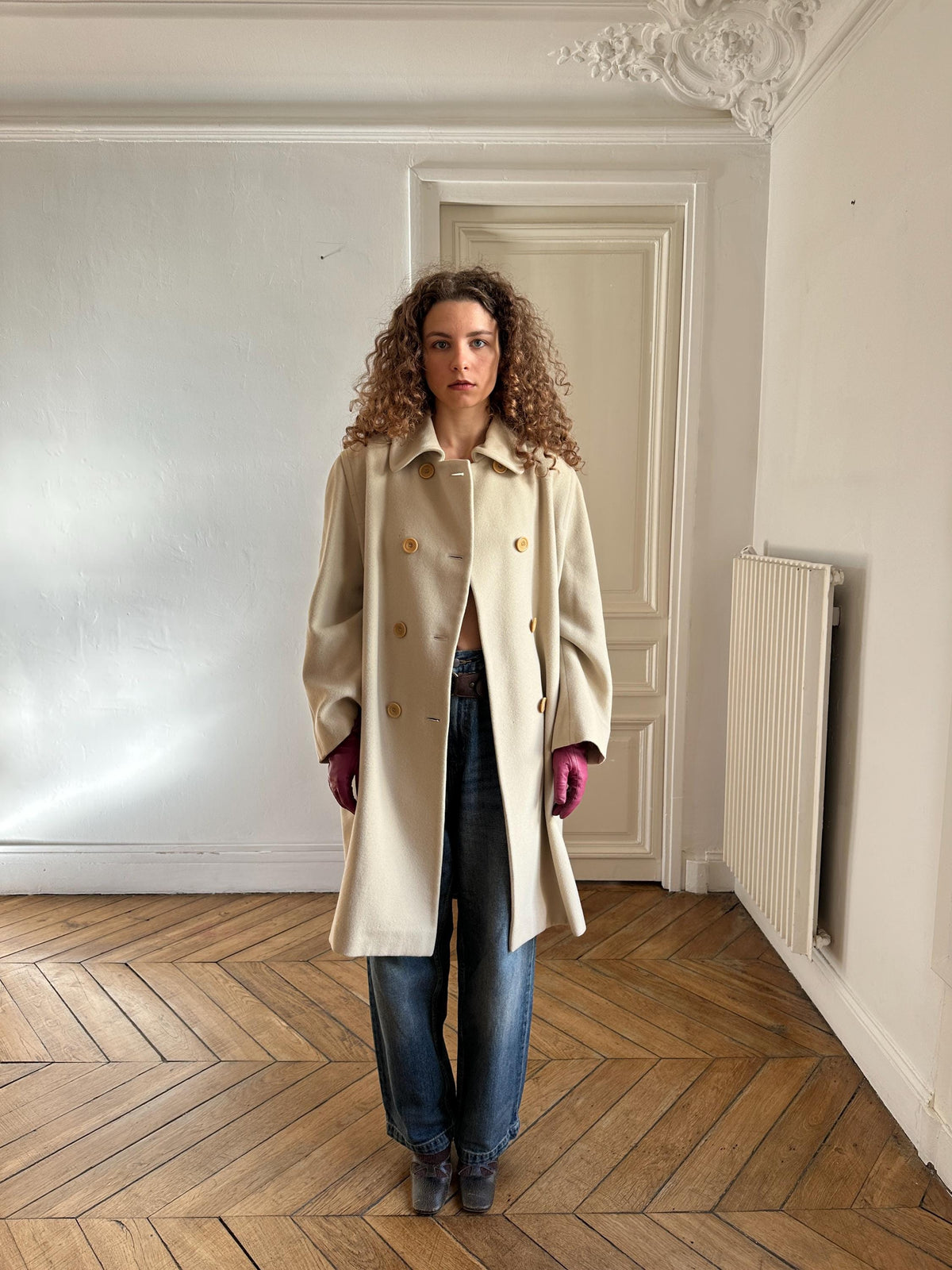 Vintage Les Copains Cream Pure Wool Coat