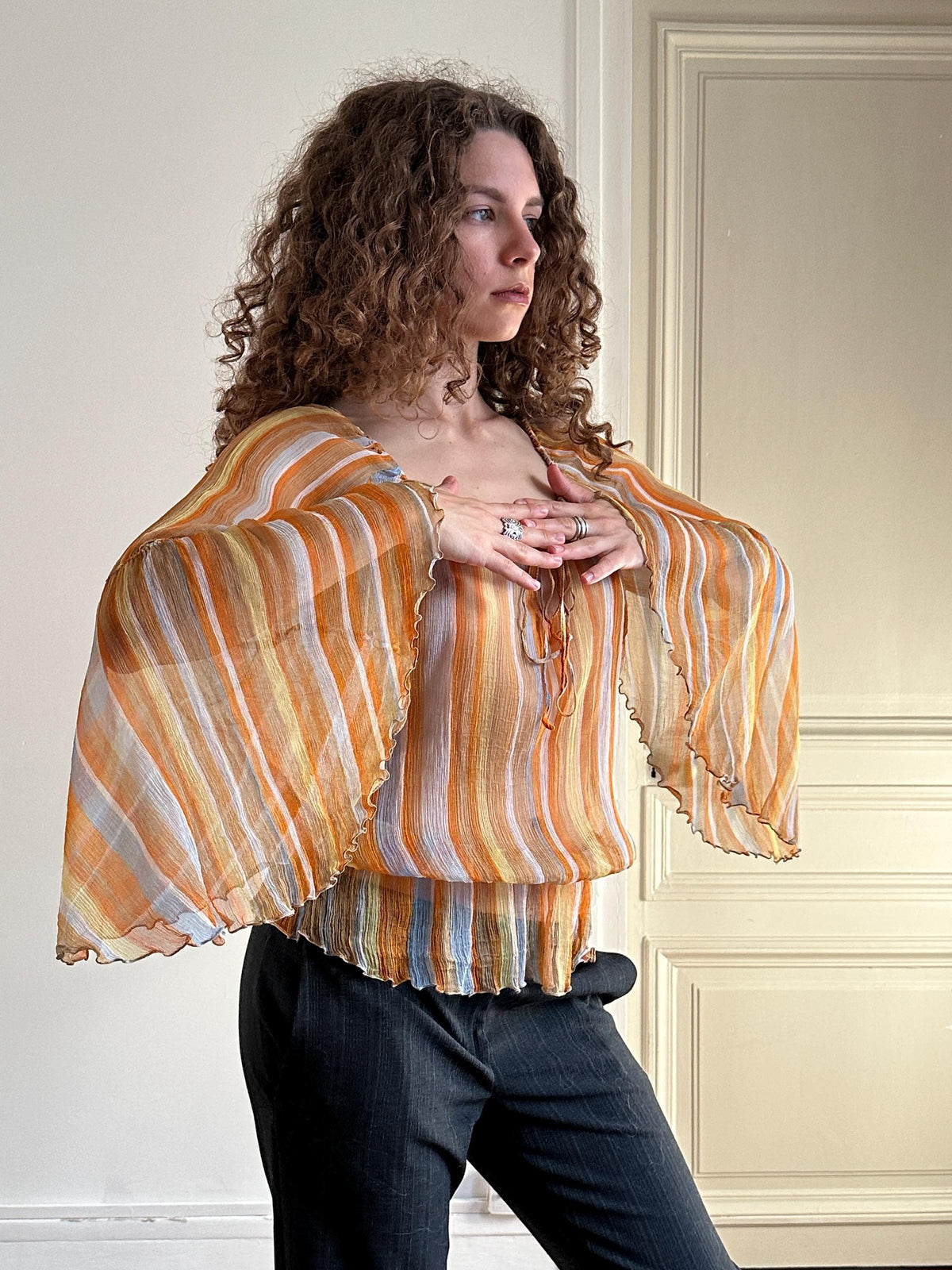 Vintage Moschino Cheap and Chic Silk Blouse in Orange