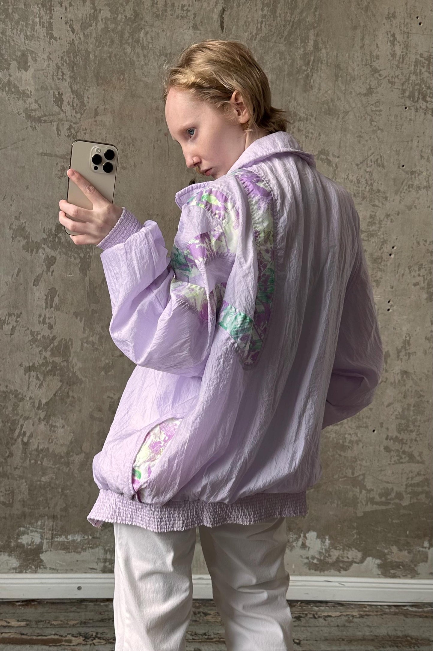 Vintage cute athletic oversized jacket in light purple
