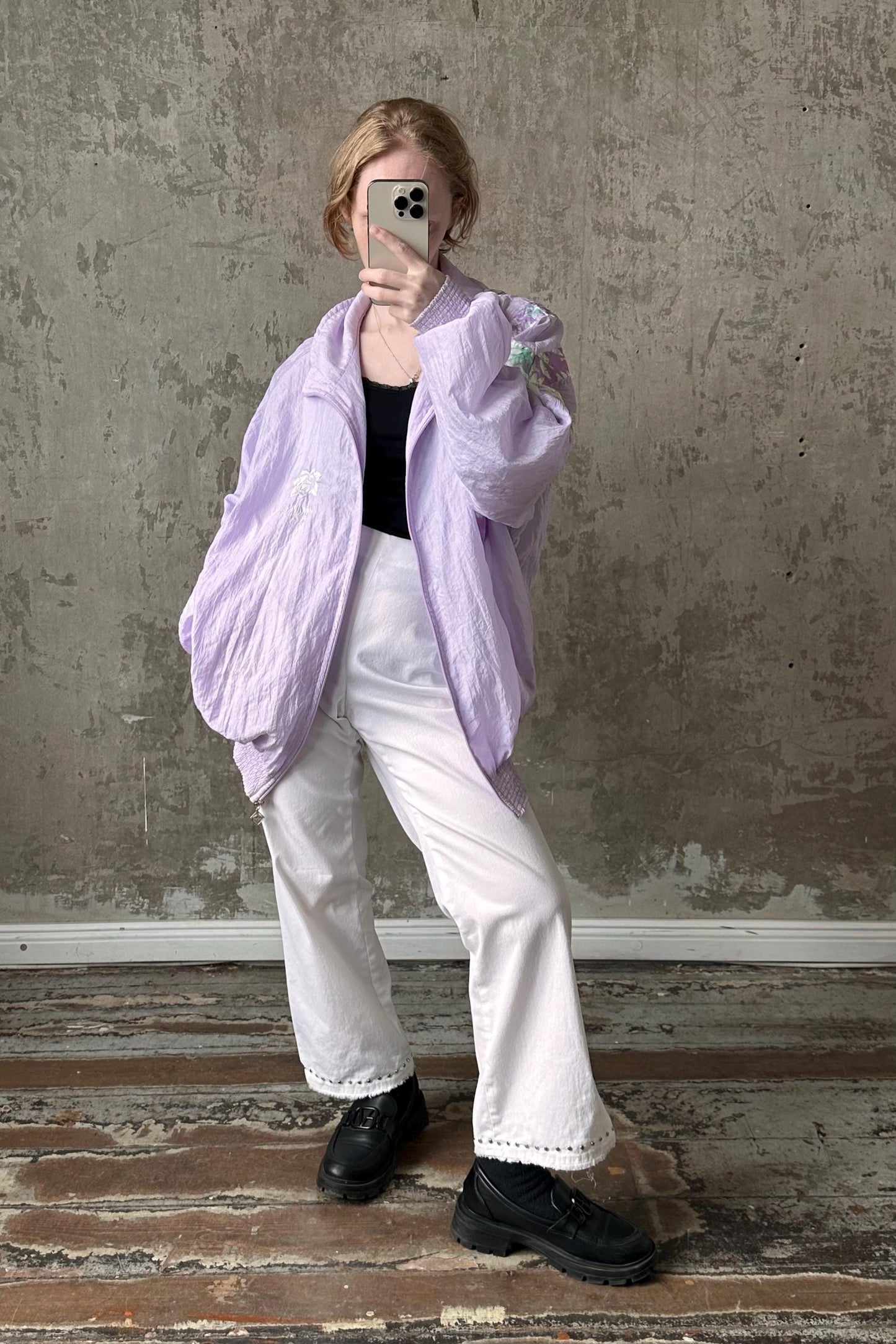 Vintage cute athletic oversized jacket in light purple