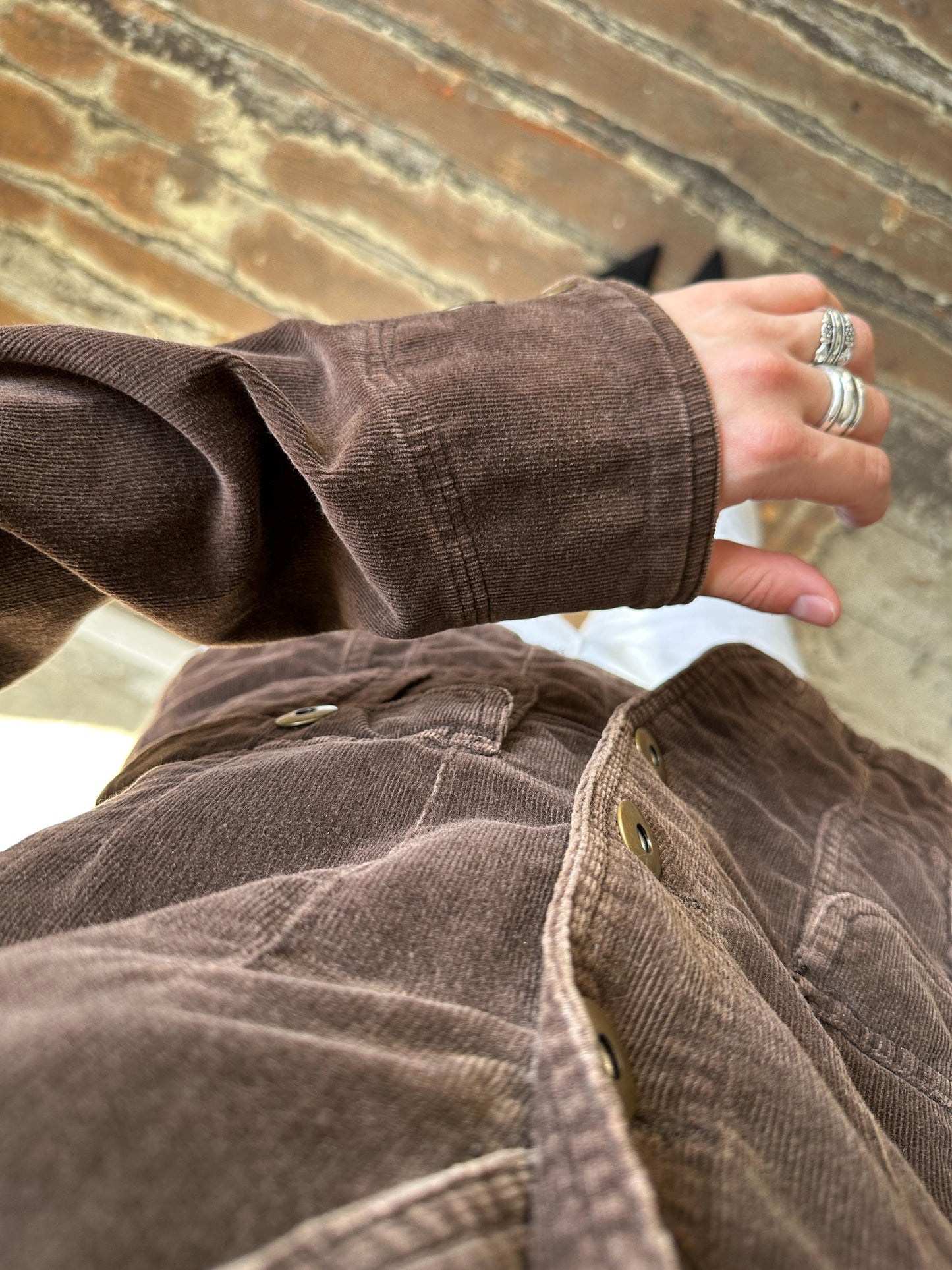 Vintage slim-fitted denim jeans jacket in brown