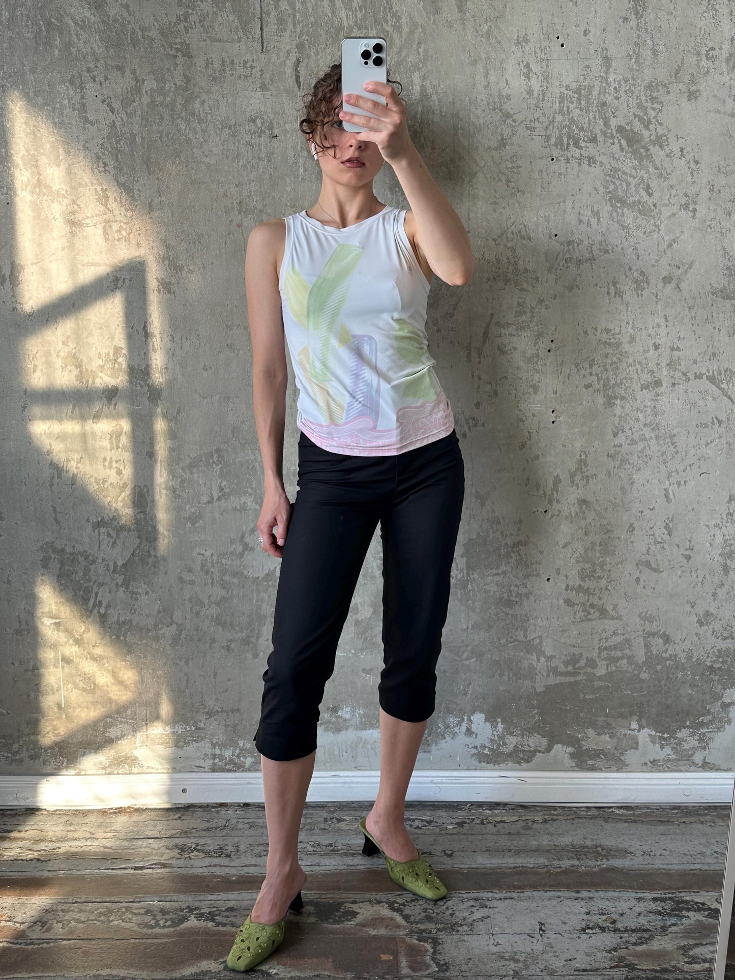Vintage DIESEL pastel abstract print tank top in white