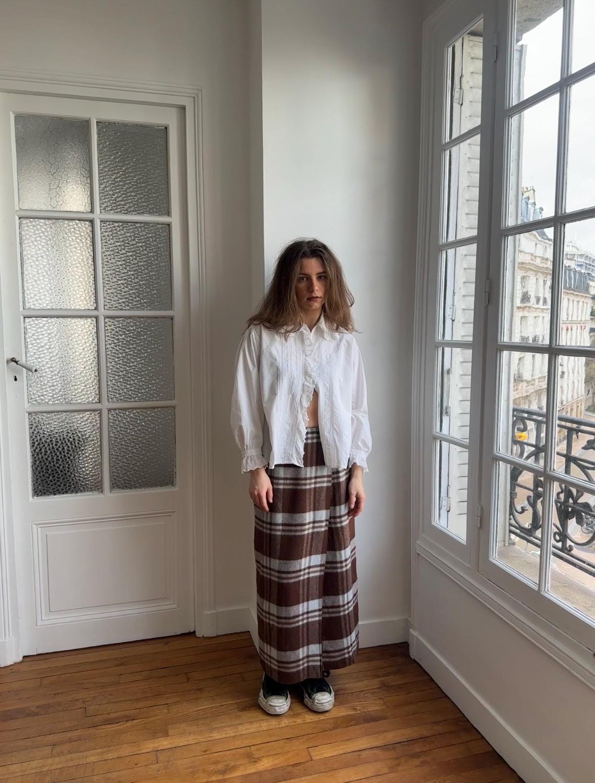 Antique French 1920s Cotton Blouse In White