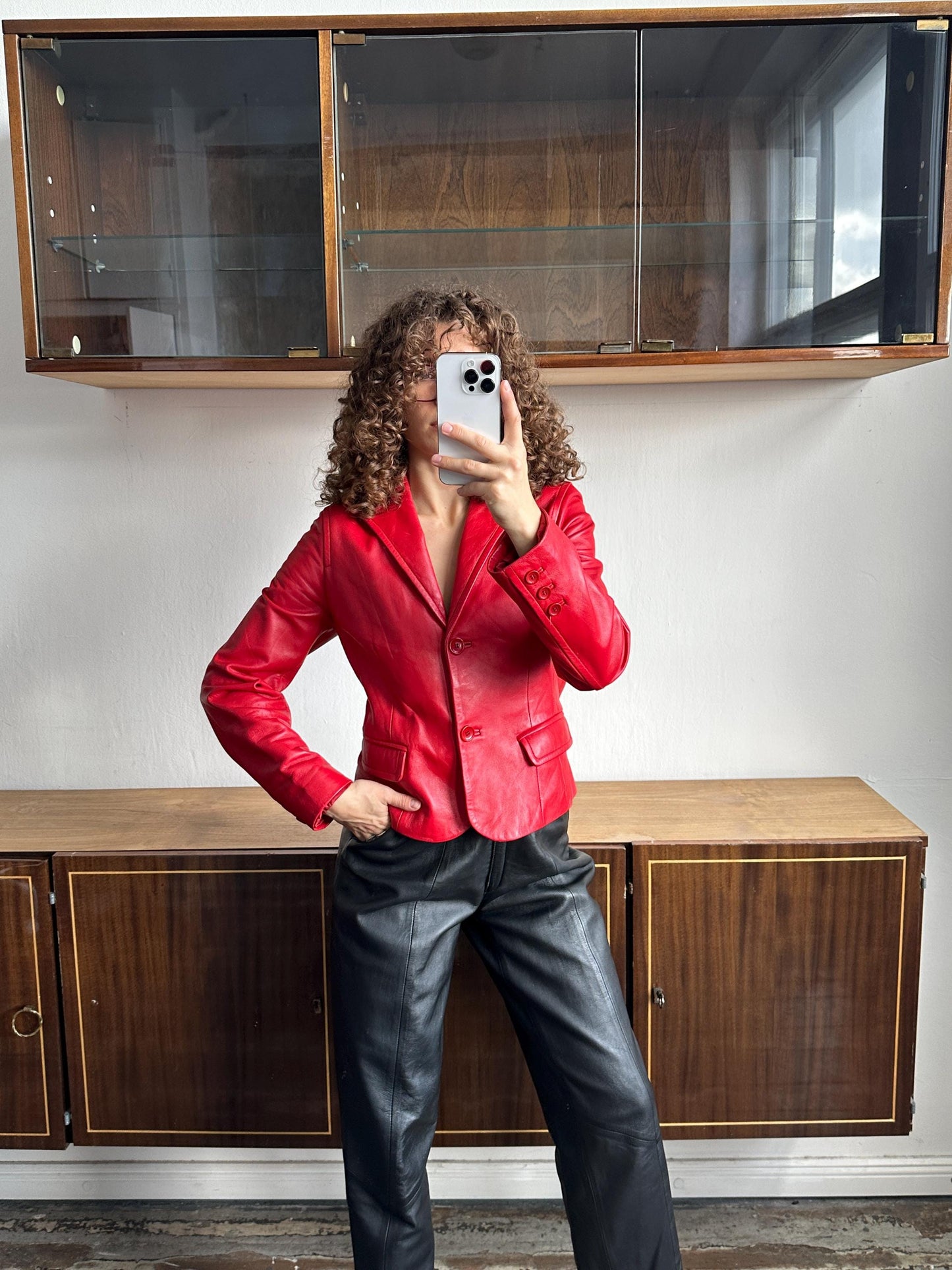 Vintage 90s soft leather jacket in red