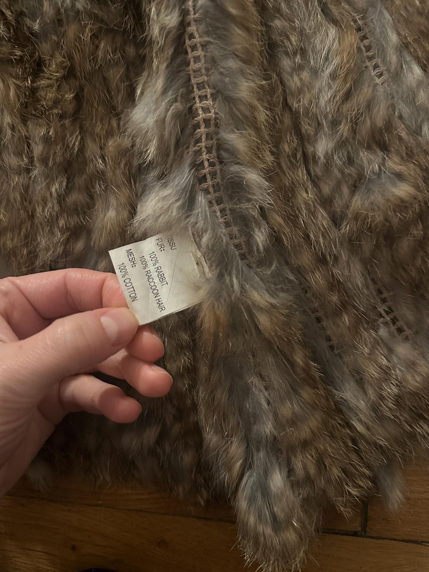 Vintage 90s Rabbit Fur Lightweight Vest in Brown