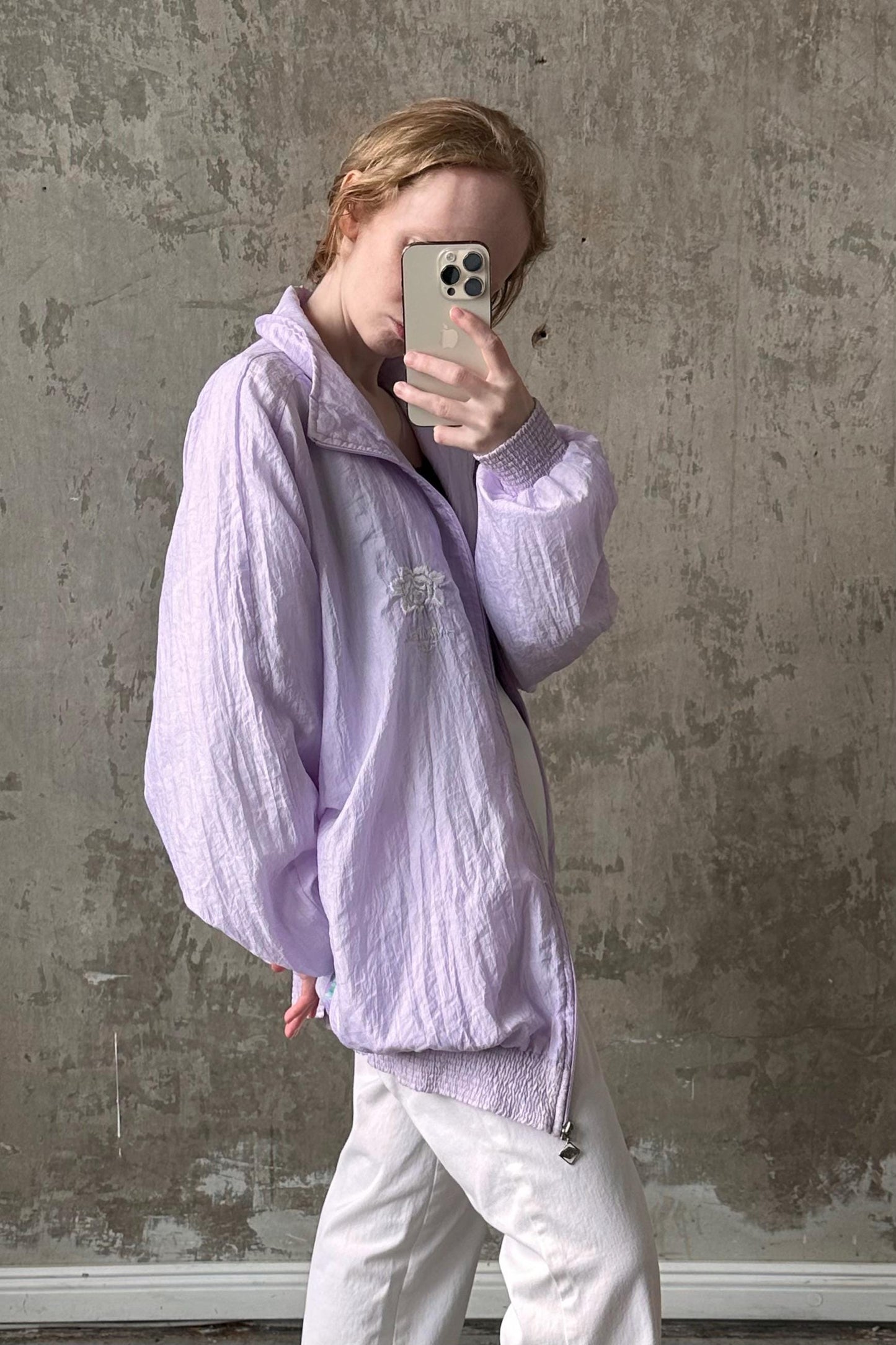 Vintage cute athletic oversized jacket in light purple