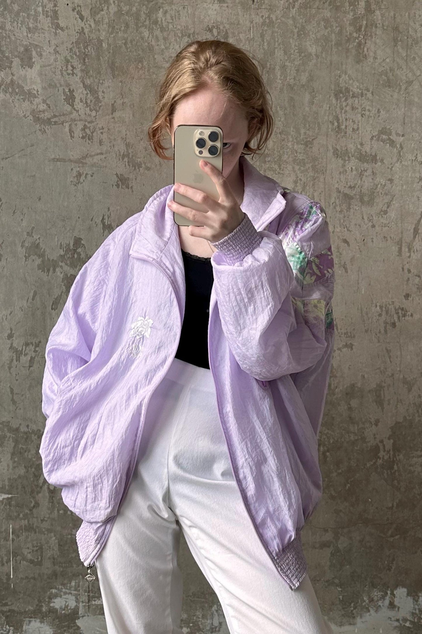Vintage cute athletic oversized jacket in light purple