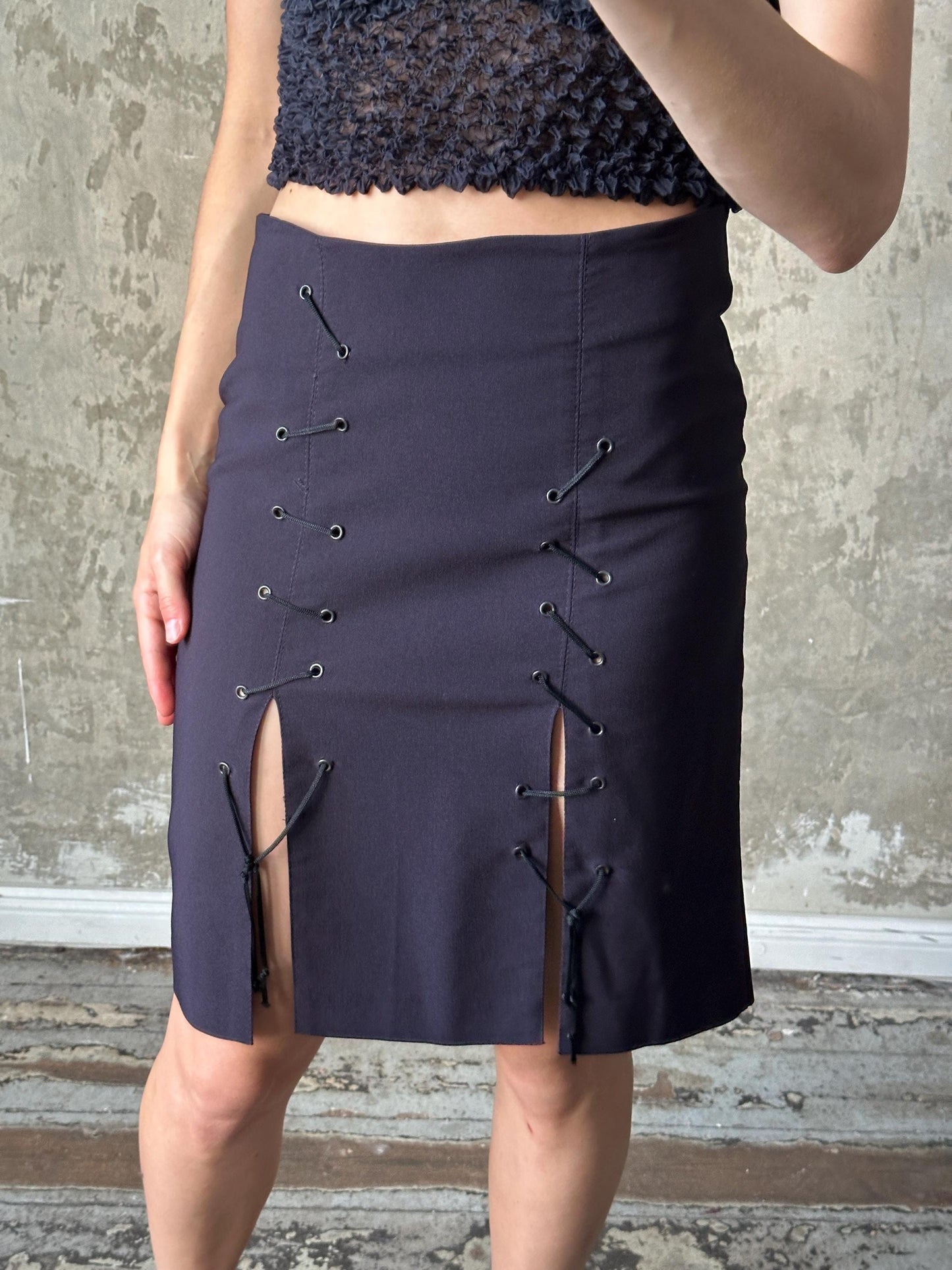 Vintage y2k midi skirt in purple, rave look skirt