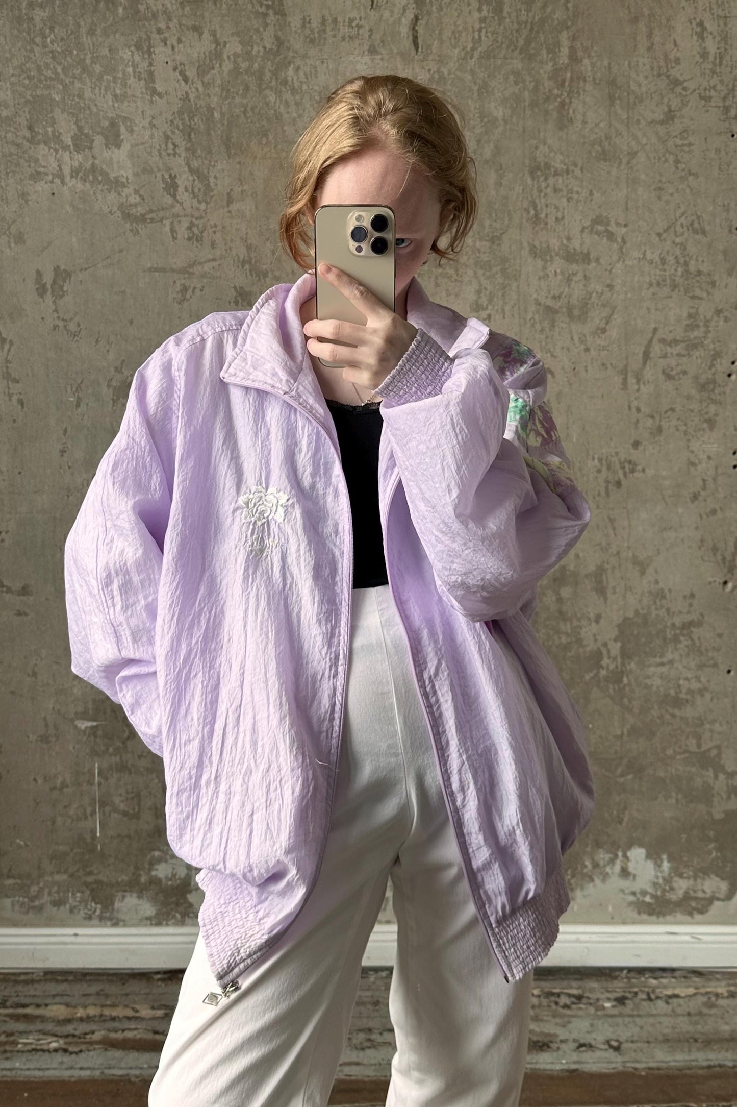 Vintage cute athletic oversized jacket in light purple