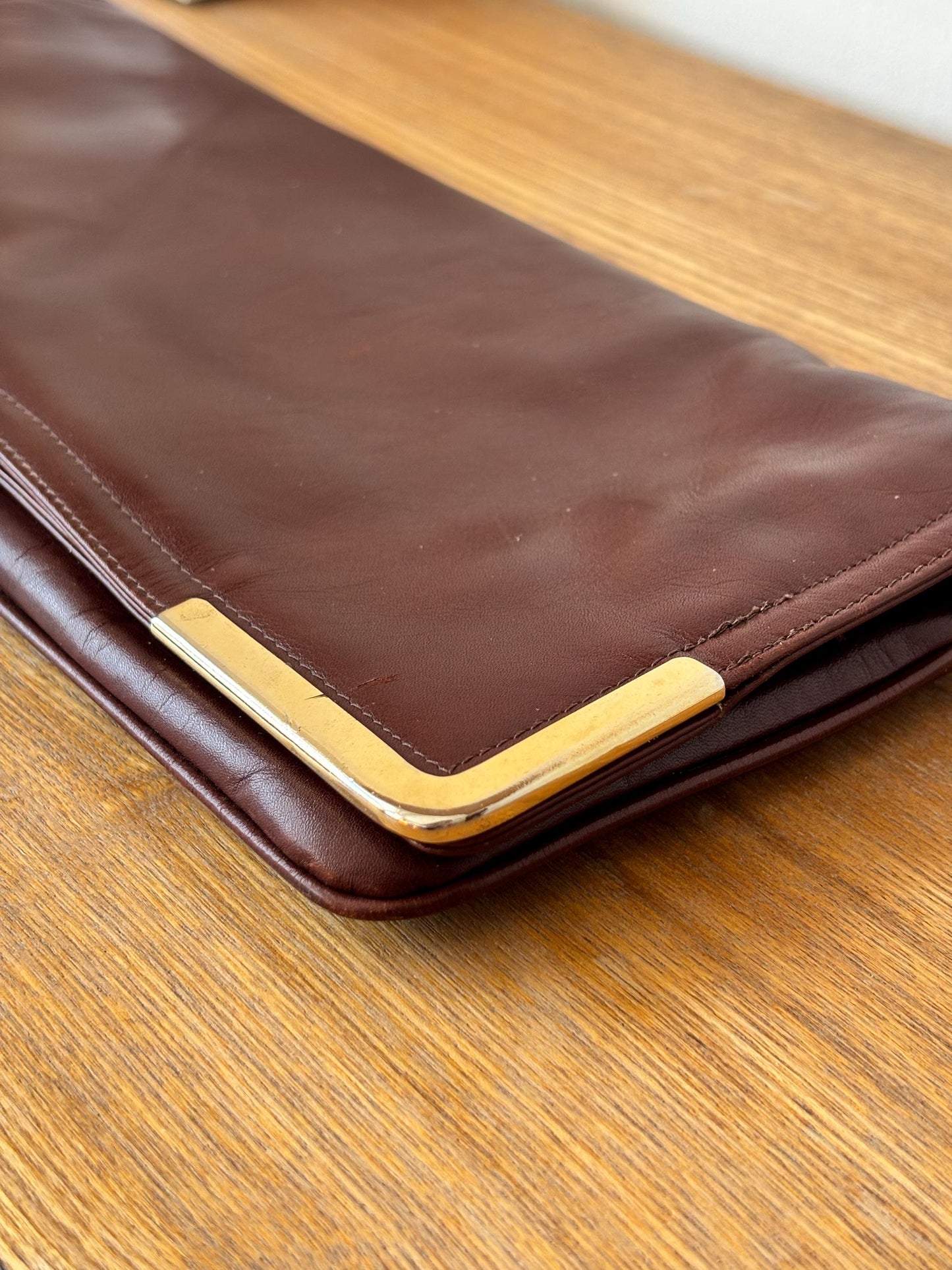 Vintage 80s Burgundy Soft Leather Clutch Bag