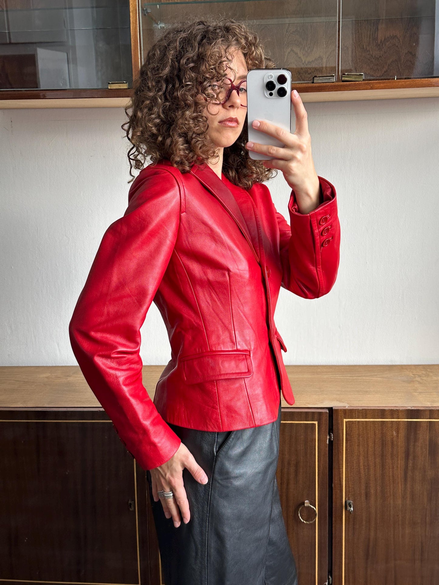 Vintage 90s soft leather jacket in red