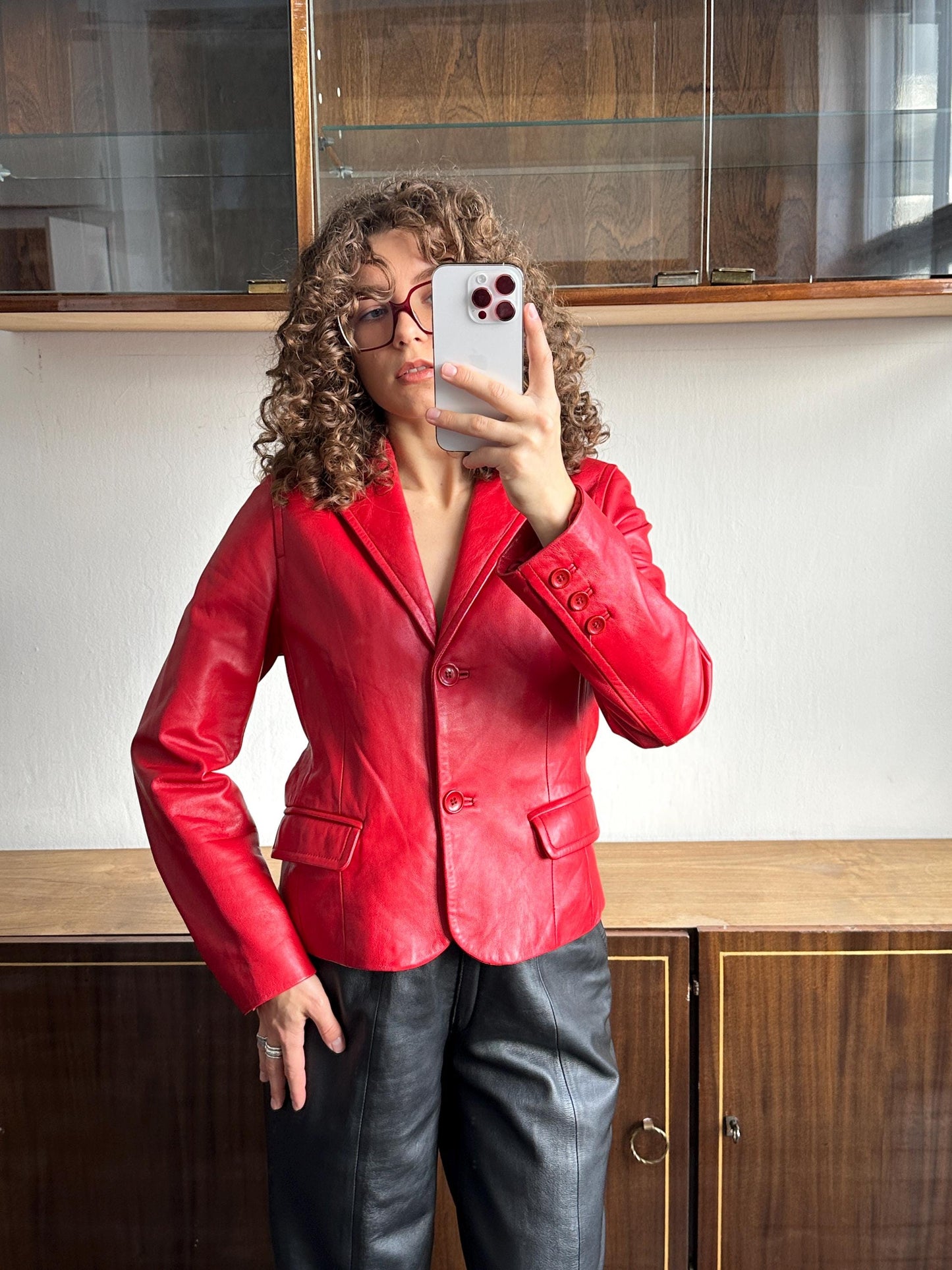 Vintage 90s soft leather jacket in red