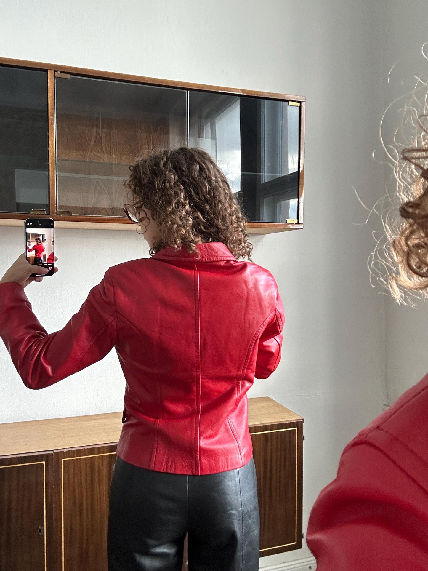 Vintage 90s soft leather jacket in red