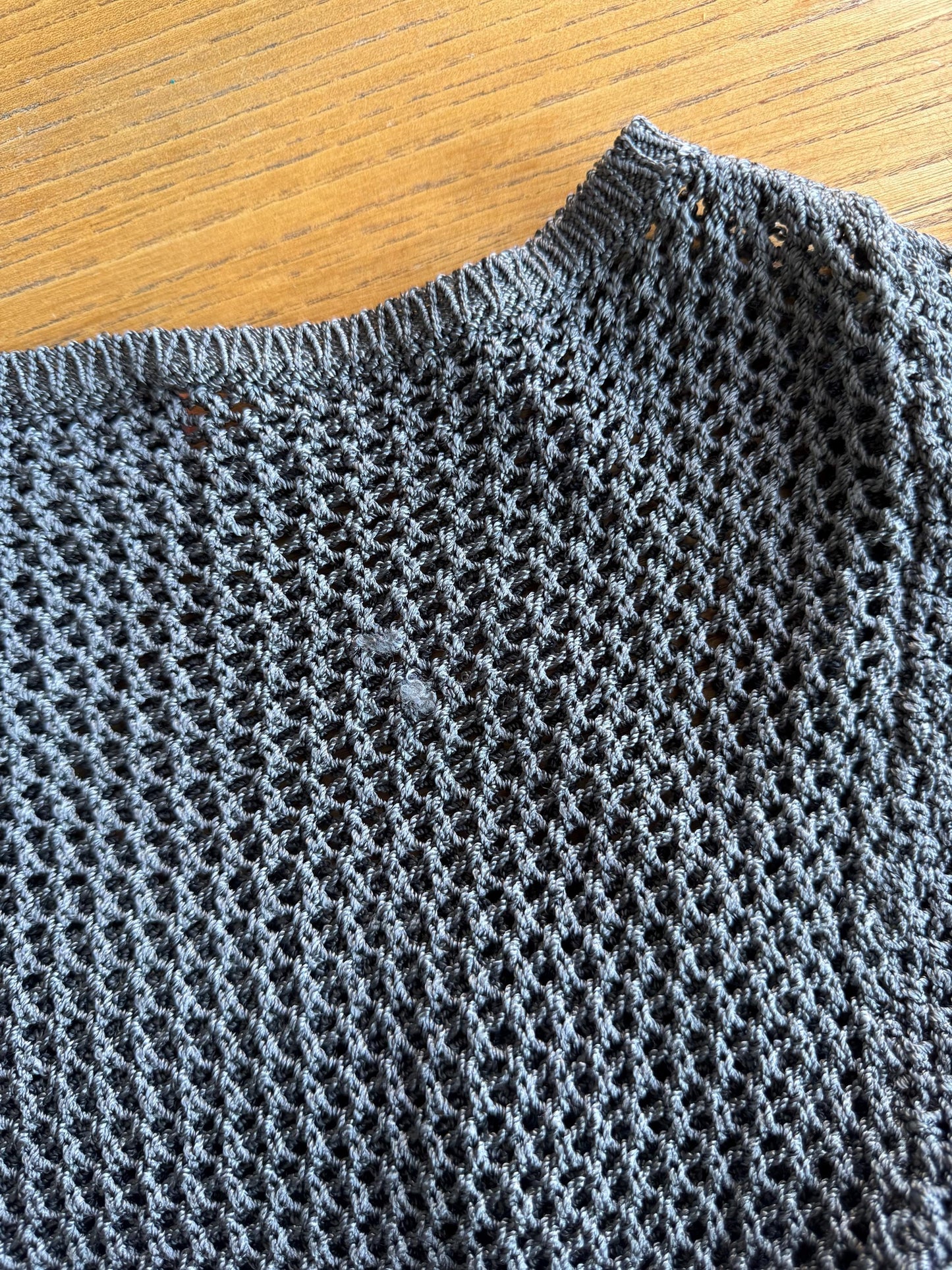 Vintage Max&Co Tricot Grey Open Mesh Knit Top | Sheer Crochet Net Top