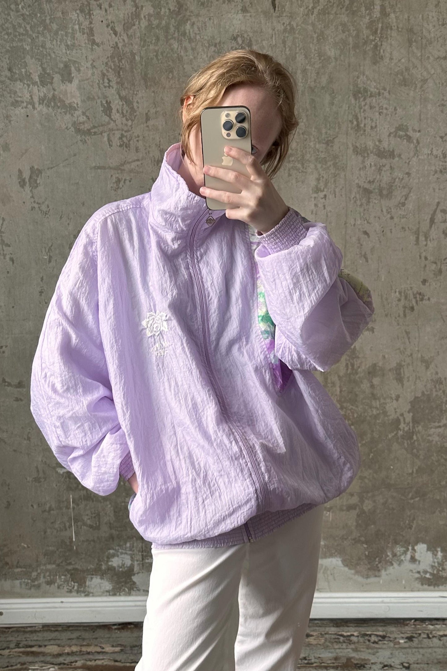 Vintage cute athletic oversized jacket in light purple