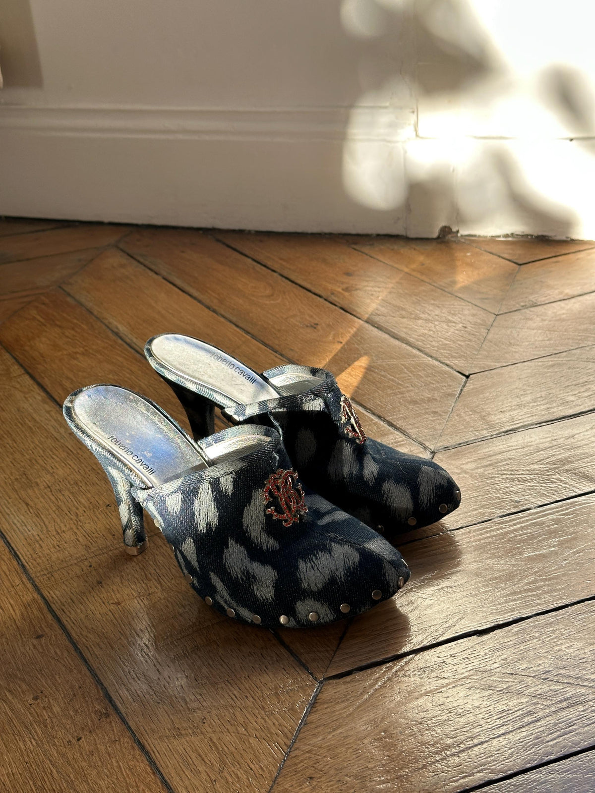 Vintage Y2K Roberto Cavalli Denim Blue Mules I US 6.5