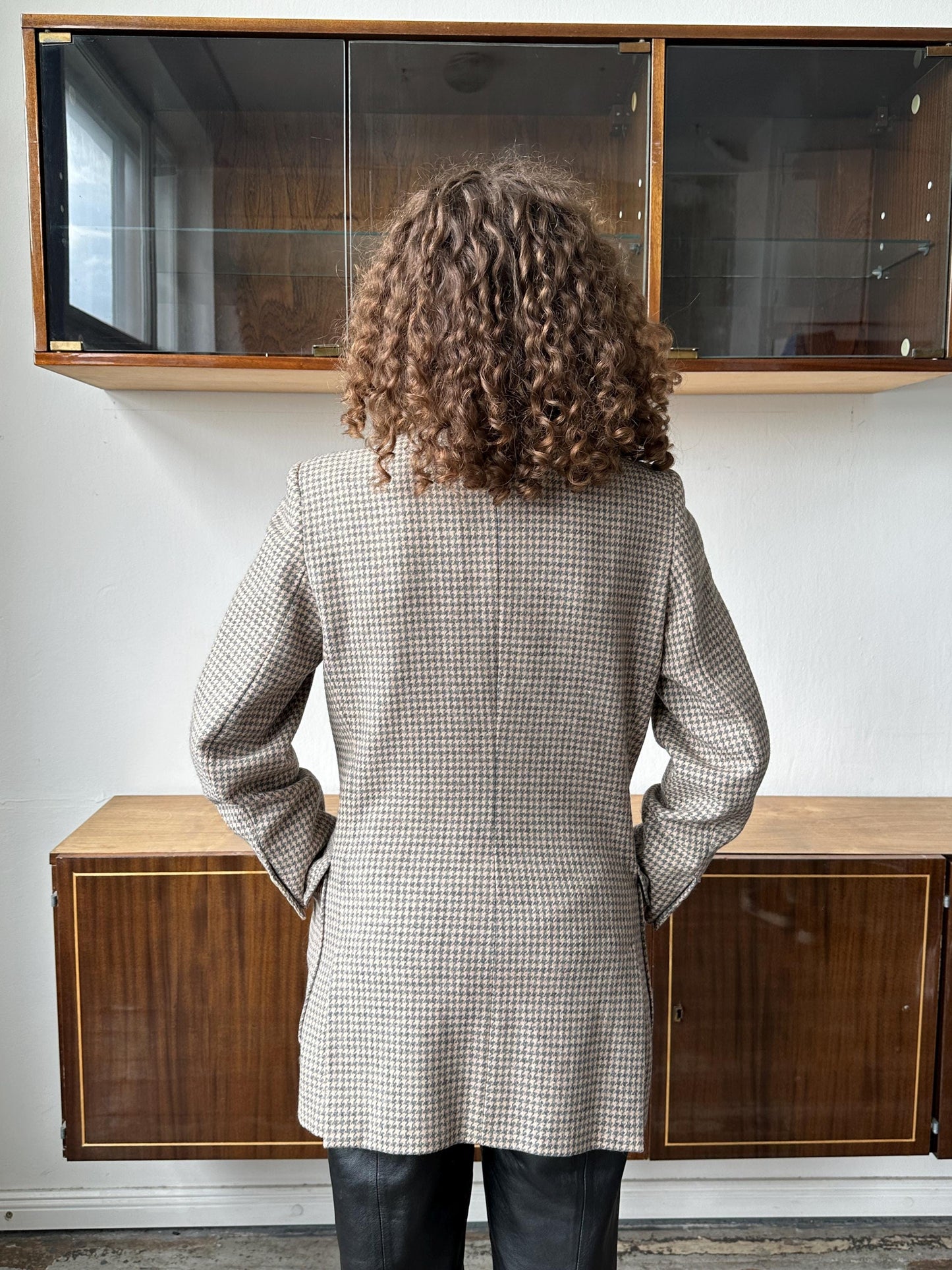 Vintage 90s Max Mara checked wool blazer in beige