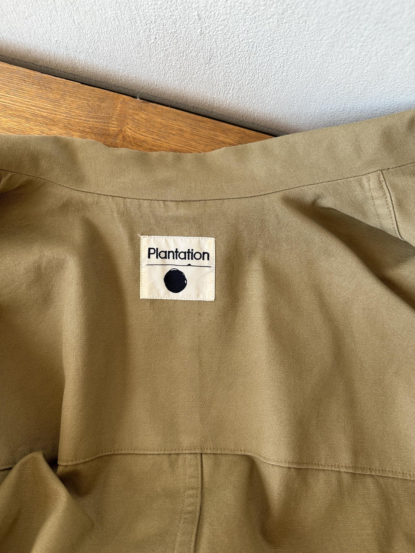 Archive 80s Issey Miyake Plantation trench coat in green, khaki