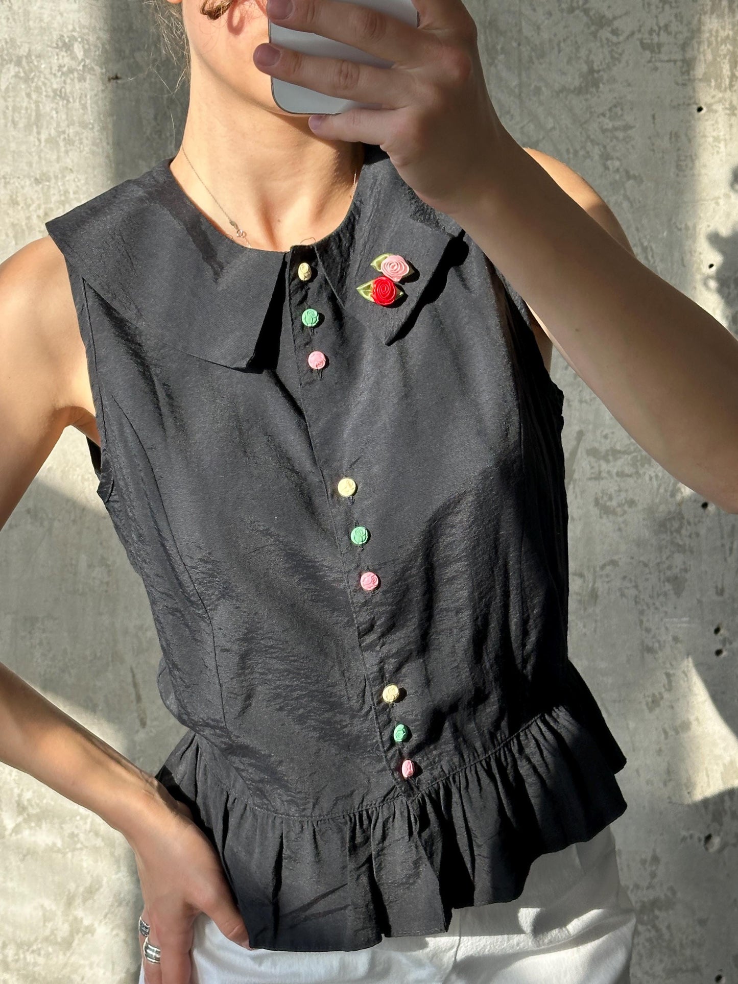 Vintage y2k summer vest top in black