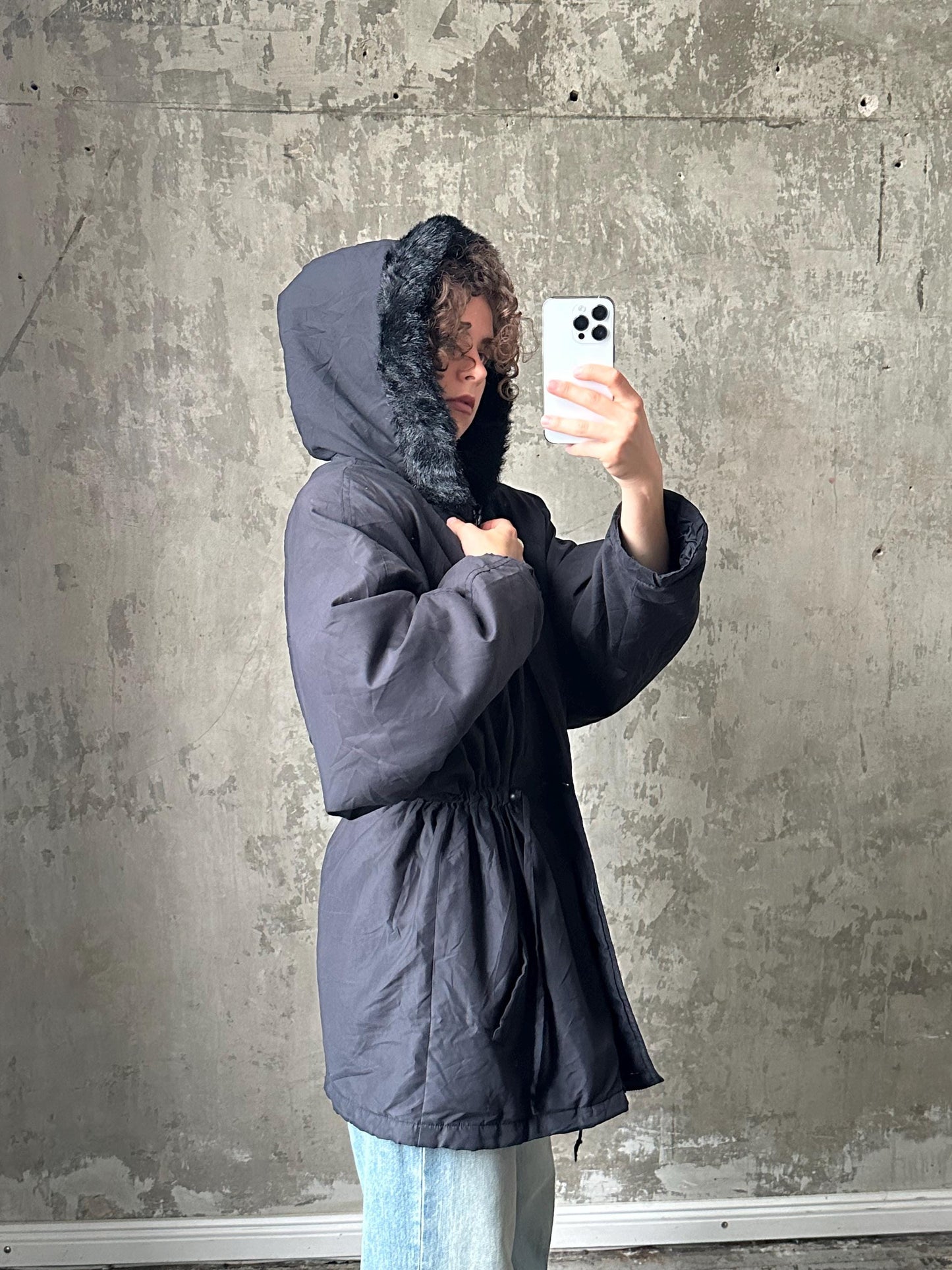 Vintage 90s parka jacket in black