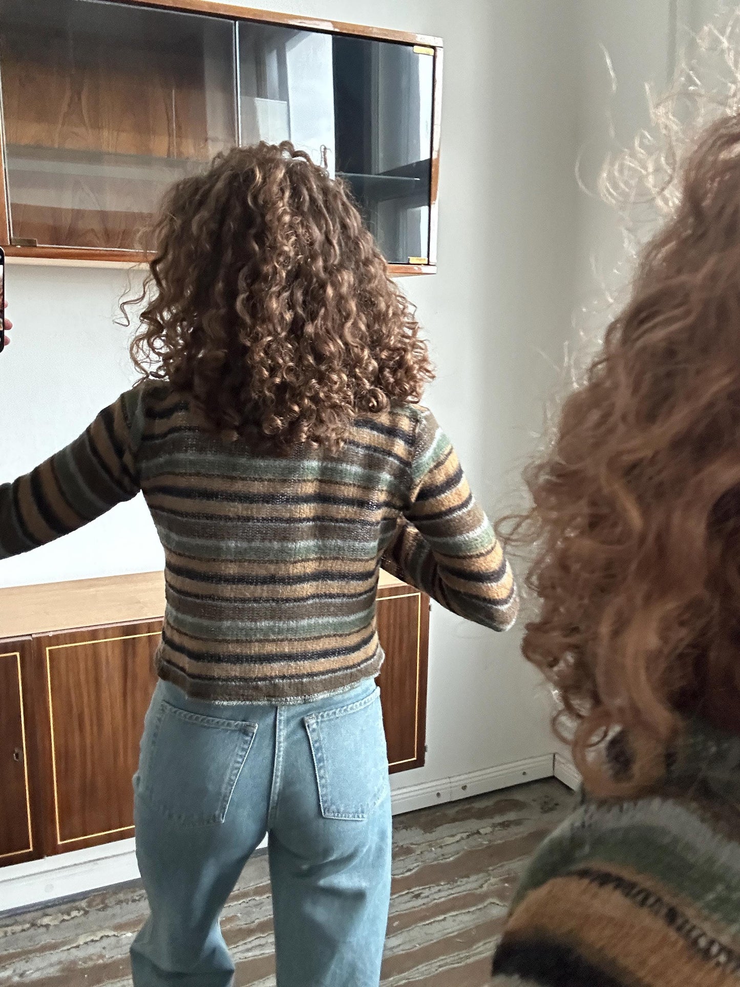 Vintage striped mohair cardigan in brown