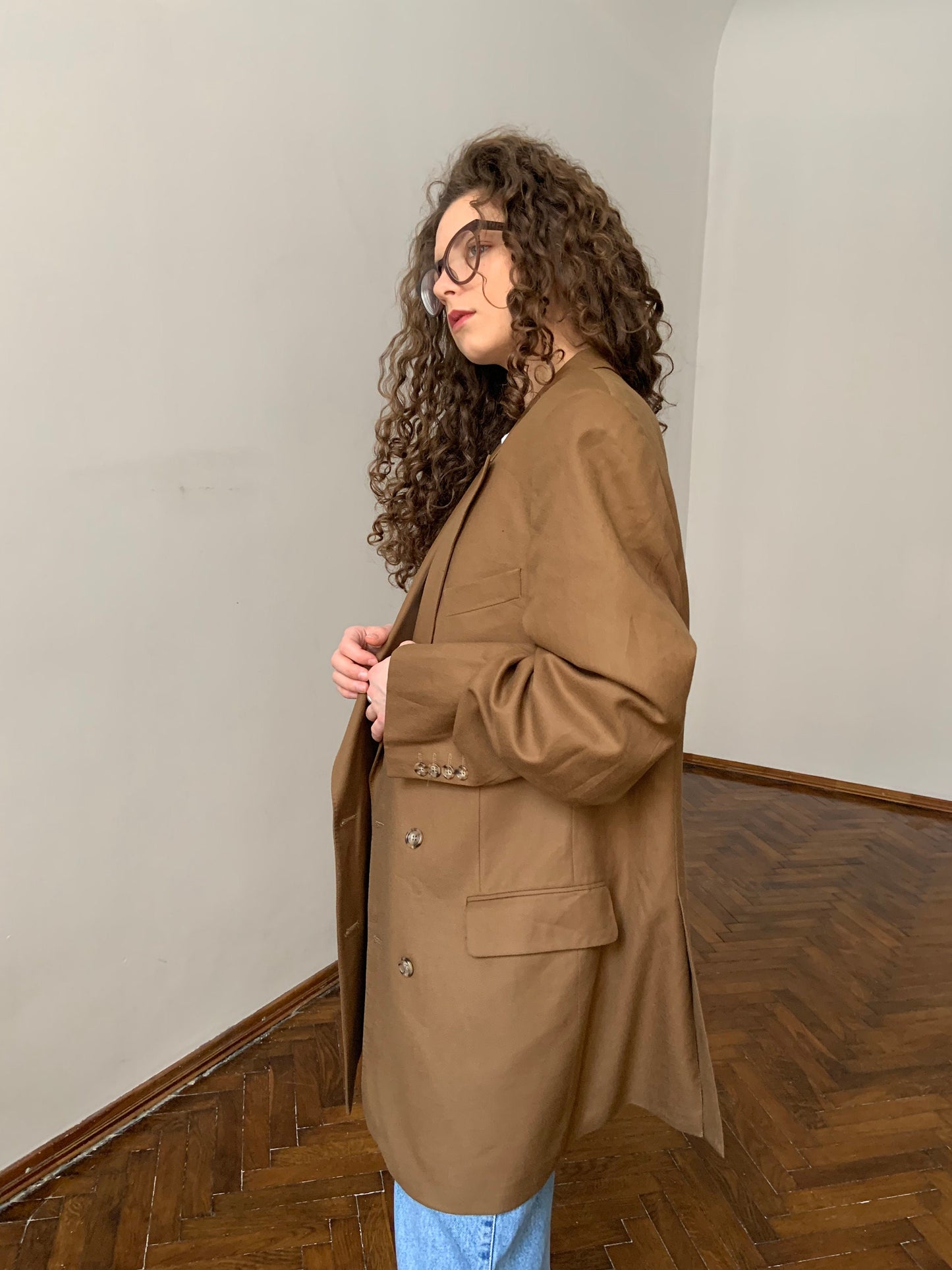 Vintage Blazer, 90s Blazer, Oversized Beige Nude Blazer, Boyfriend Blazer, Wool & Cashmere Blazer, Classic suit jacket women's menswear