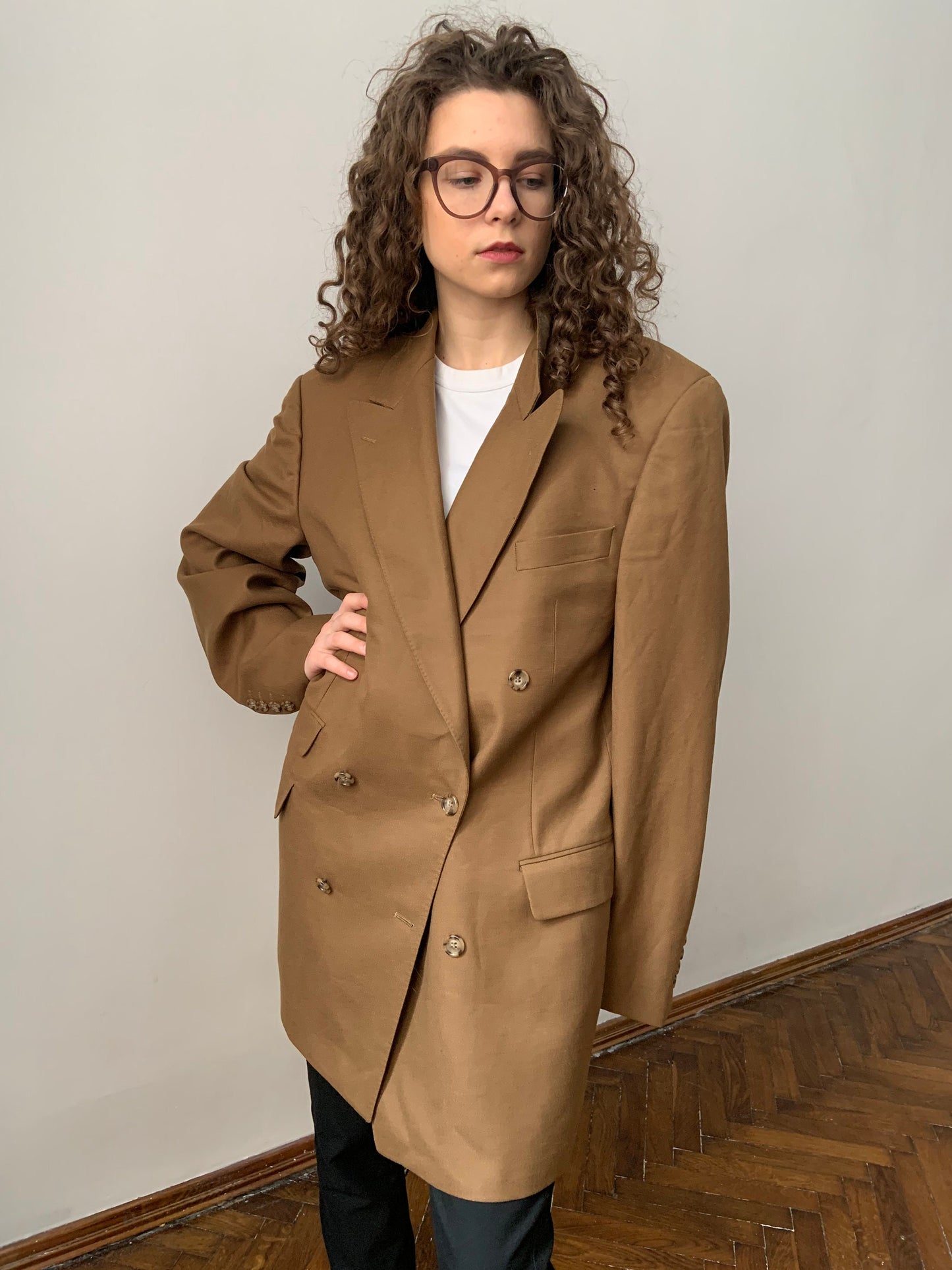 Vintage Blazer, 90s Blazer, Oversized Beige Nude Blazer, Boyfriend Blazer, Wool & Cashmere Blazer, Classic suit jacket women's menswear