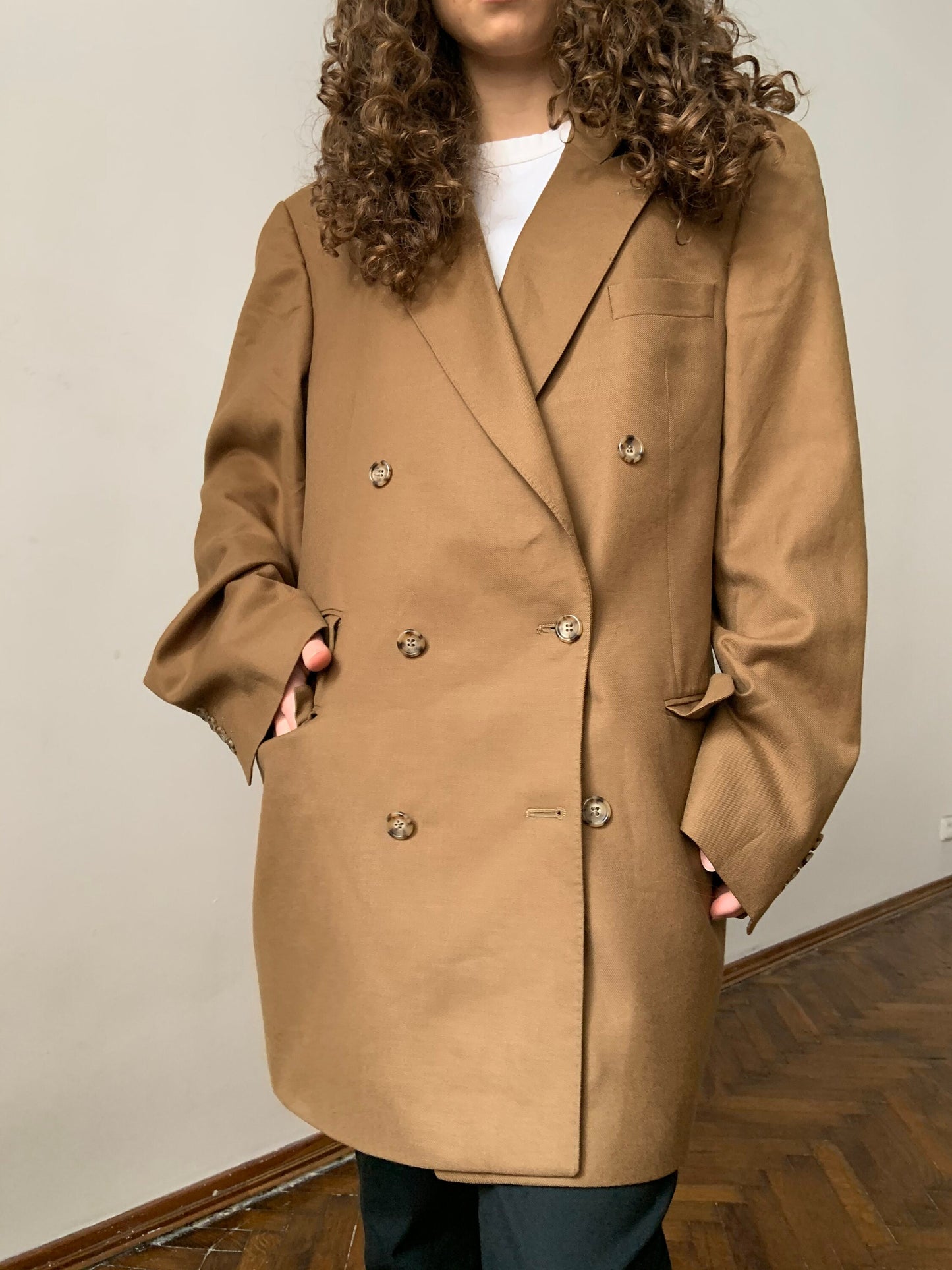 Vintage Blazer, 90s Blazer, Oversized Beige Nude Blazer, Boyfriend Blazer, Wool & Cashmere Blazer, Classic suit jacket women's menswear