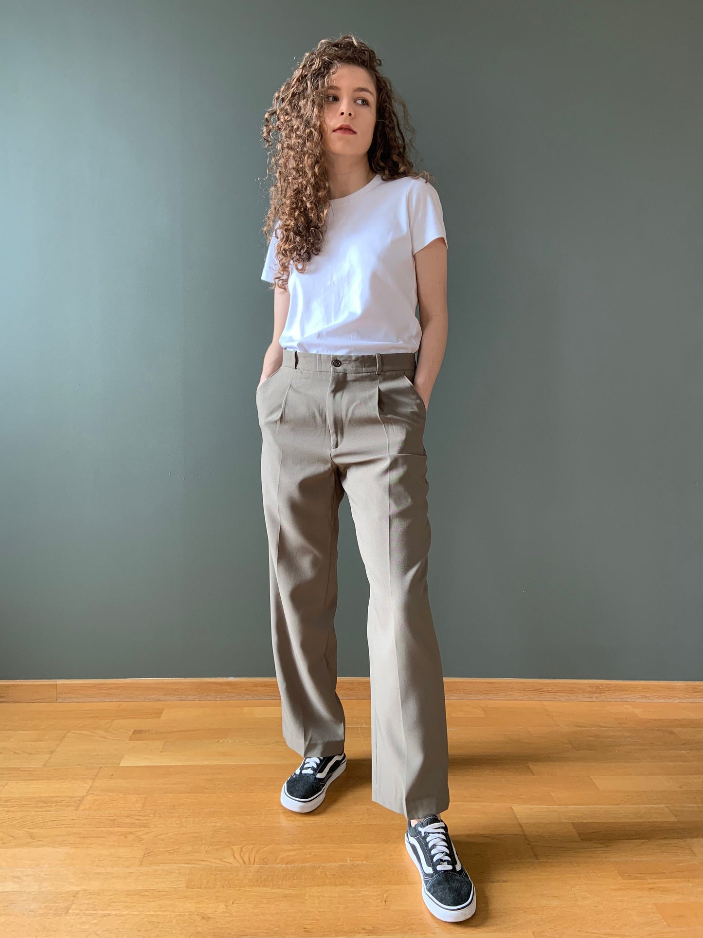 Vintage boyfriend trousers in grey